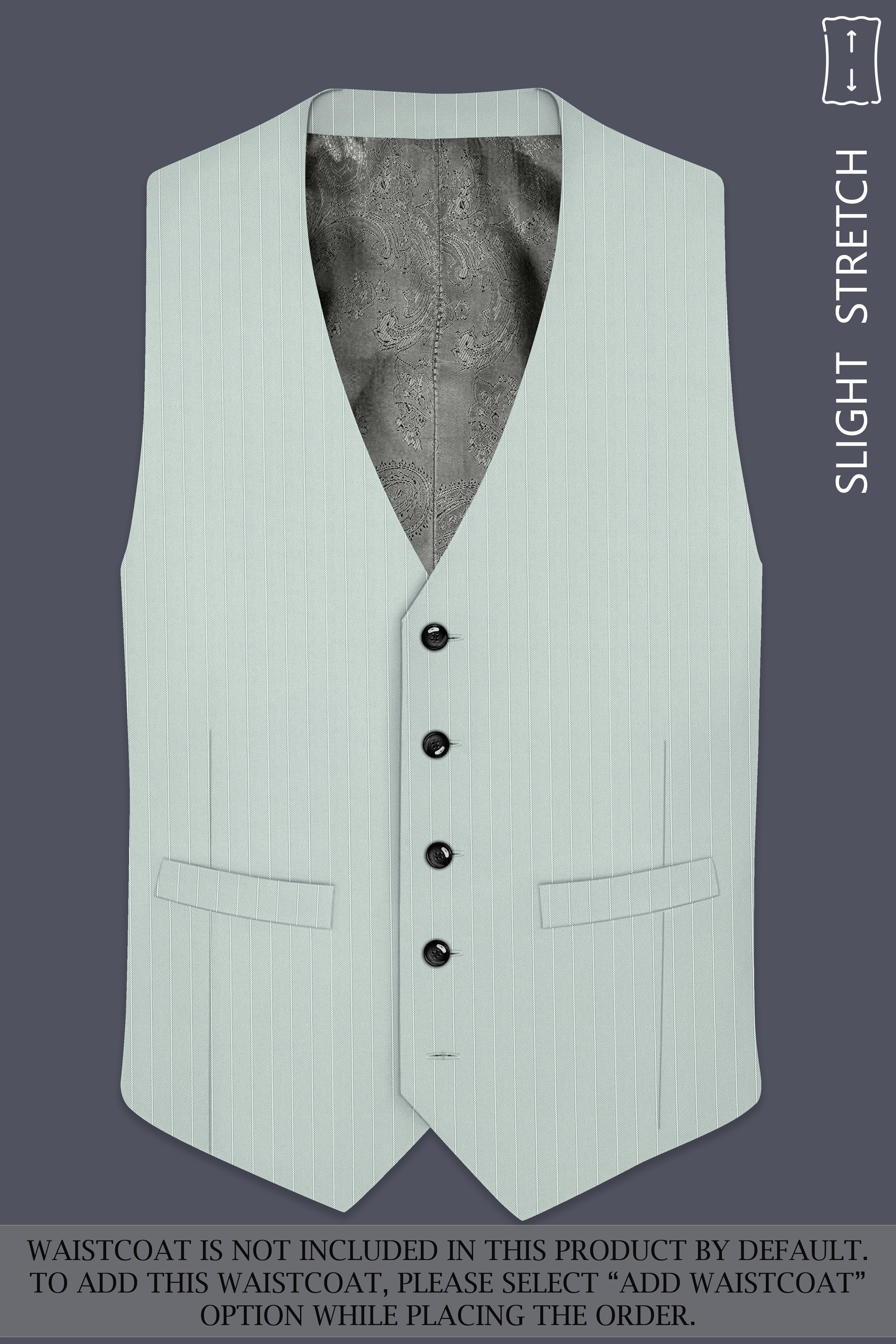 Halcyon-Pale Slate Green Herringbone Striped Wool Rich Slight Stretch Double Breasted Suit