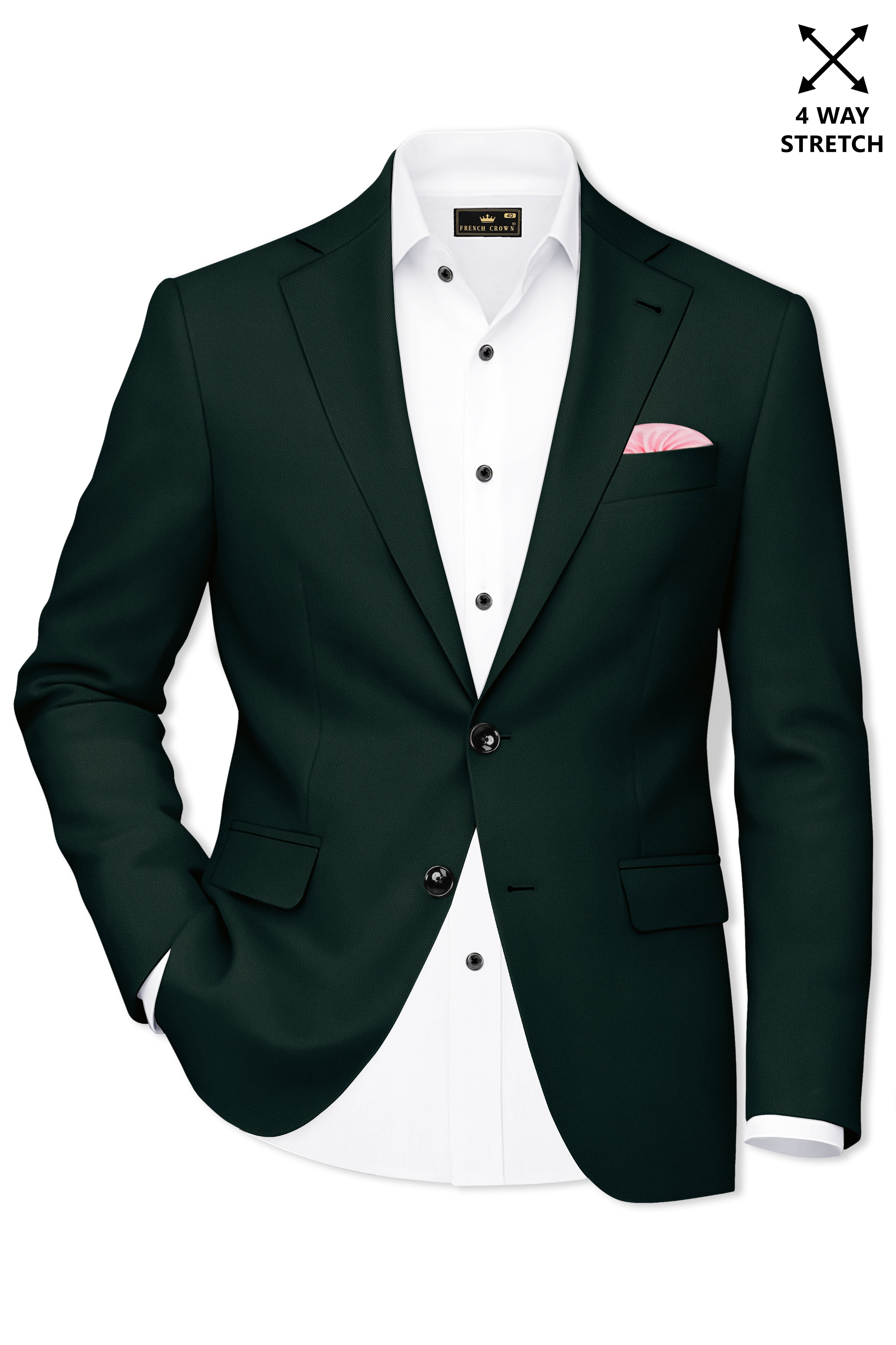 Verde-Aztec Green 4-Way Stretch Wrinkle-Free Fluid Drape Fabric Single Breasted Suit