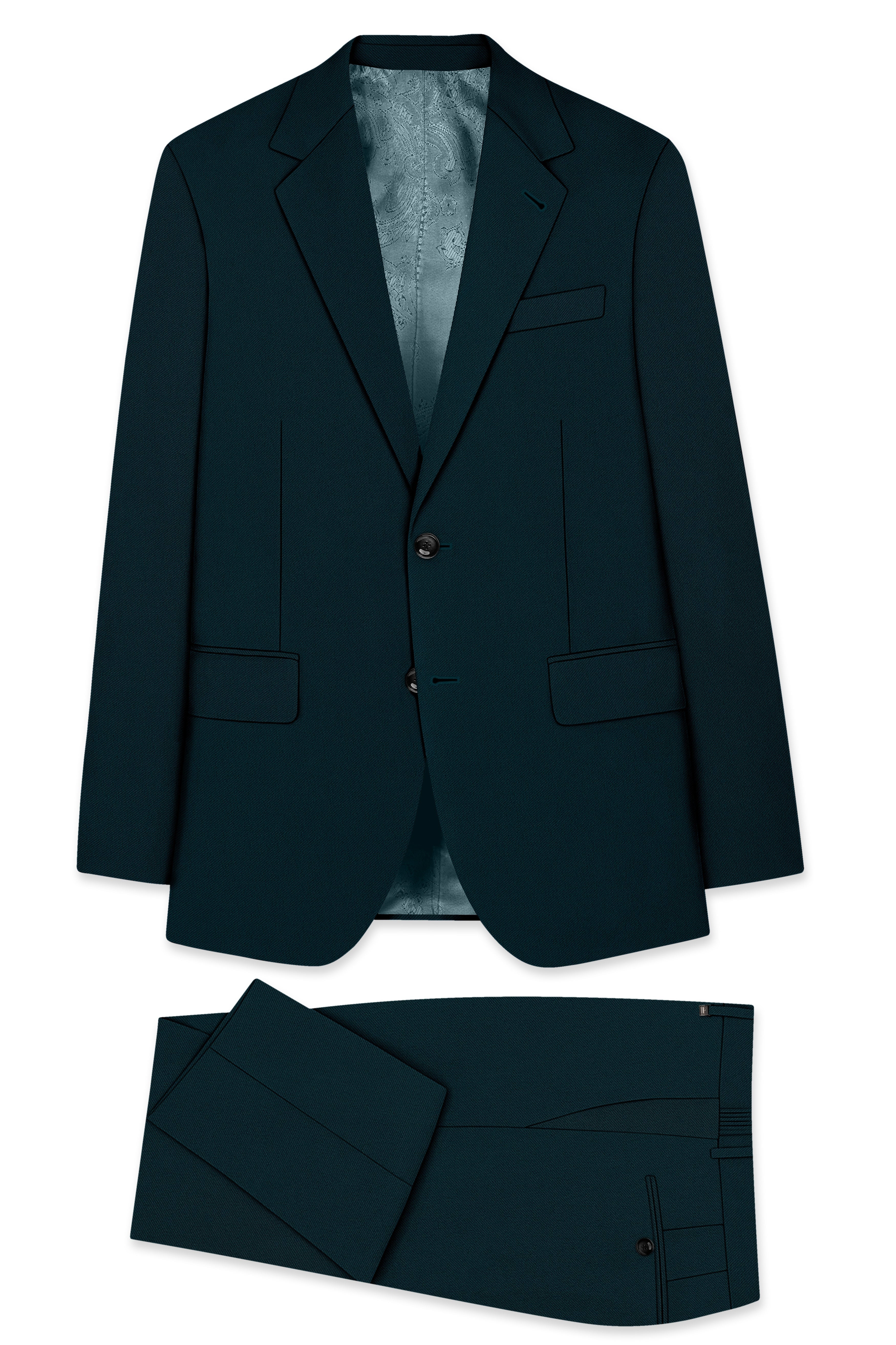Canopy-Daintree Green 4-Way Stretch Wrinkle-Free Fluid Drape Fabric Single Breasted Suit