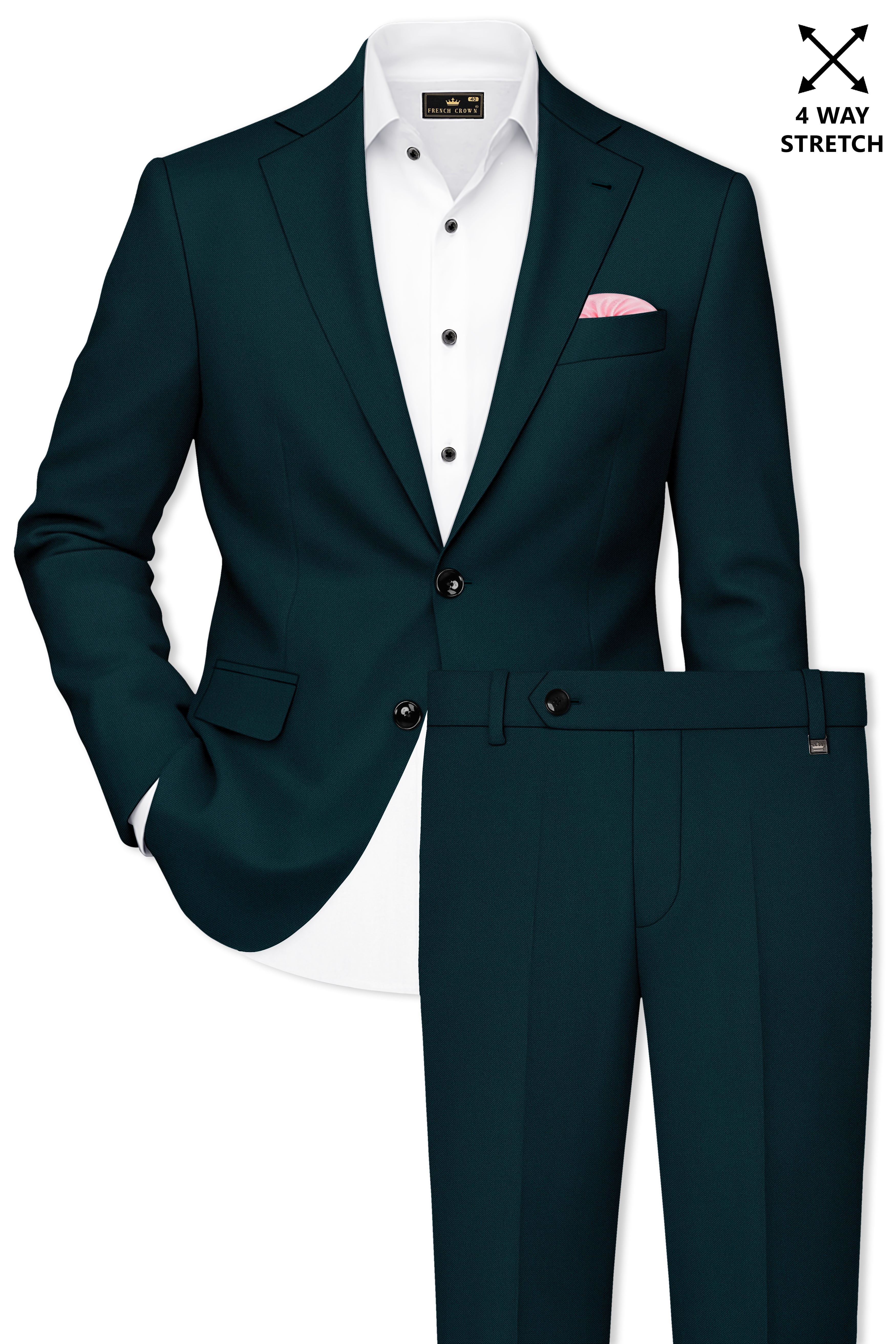 Canopy-Daintree Green 4-Way Stretch Wrinkle-Free Fluid Drape Fabric Single Breasted Suit