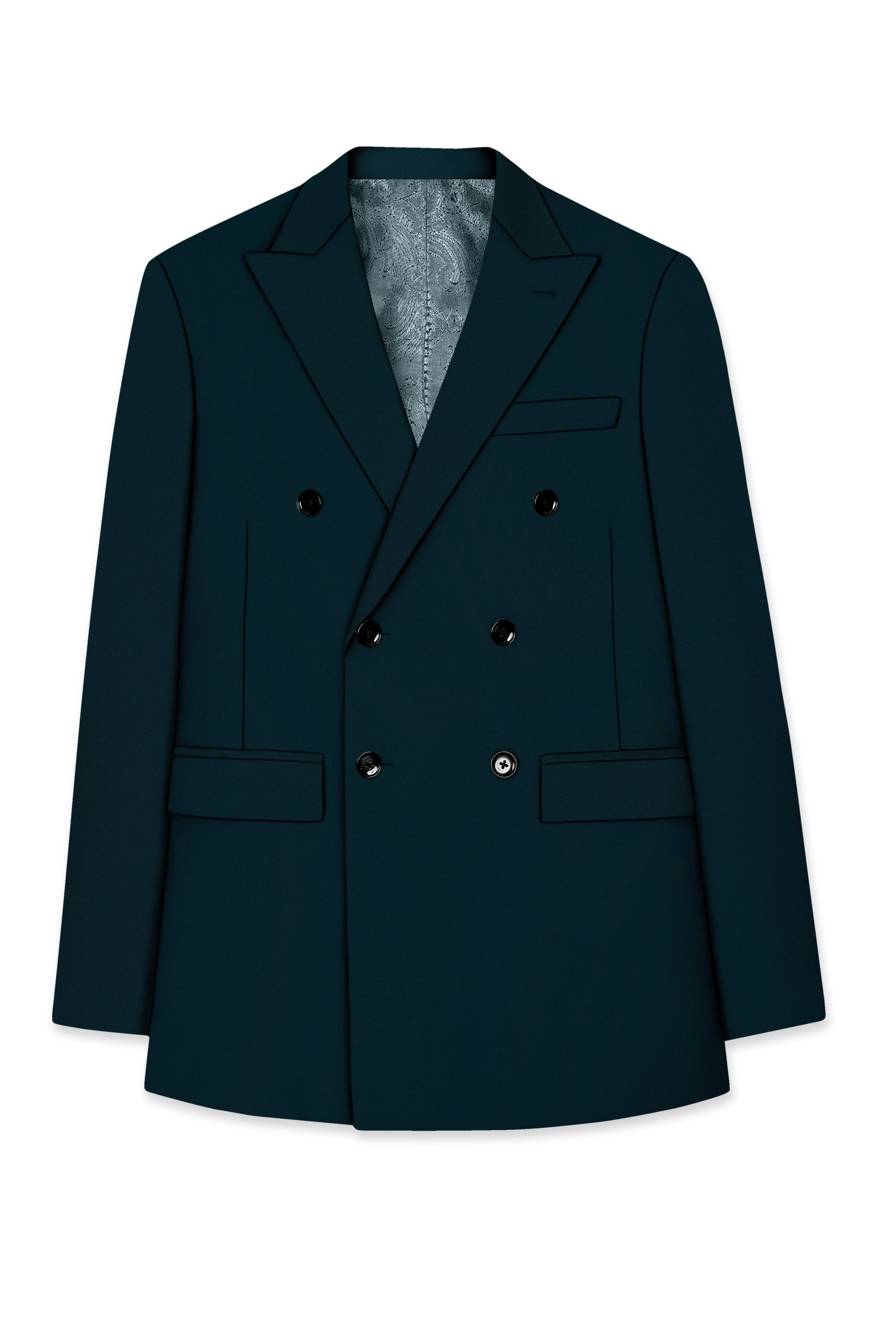 Canopy-Daintree Green 4-Way Stretch Wrinkle-Free Fluid Drape Fabric Double Breasted Suit
