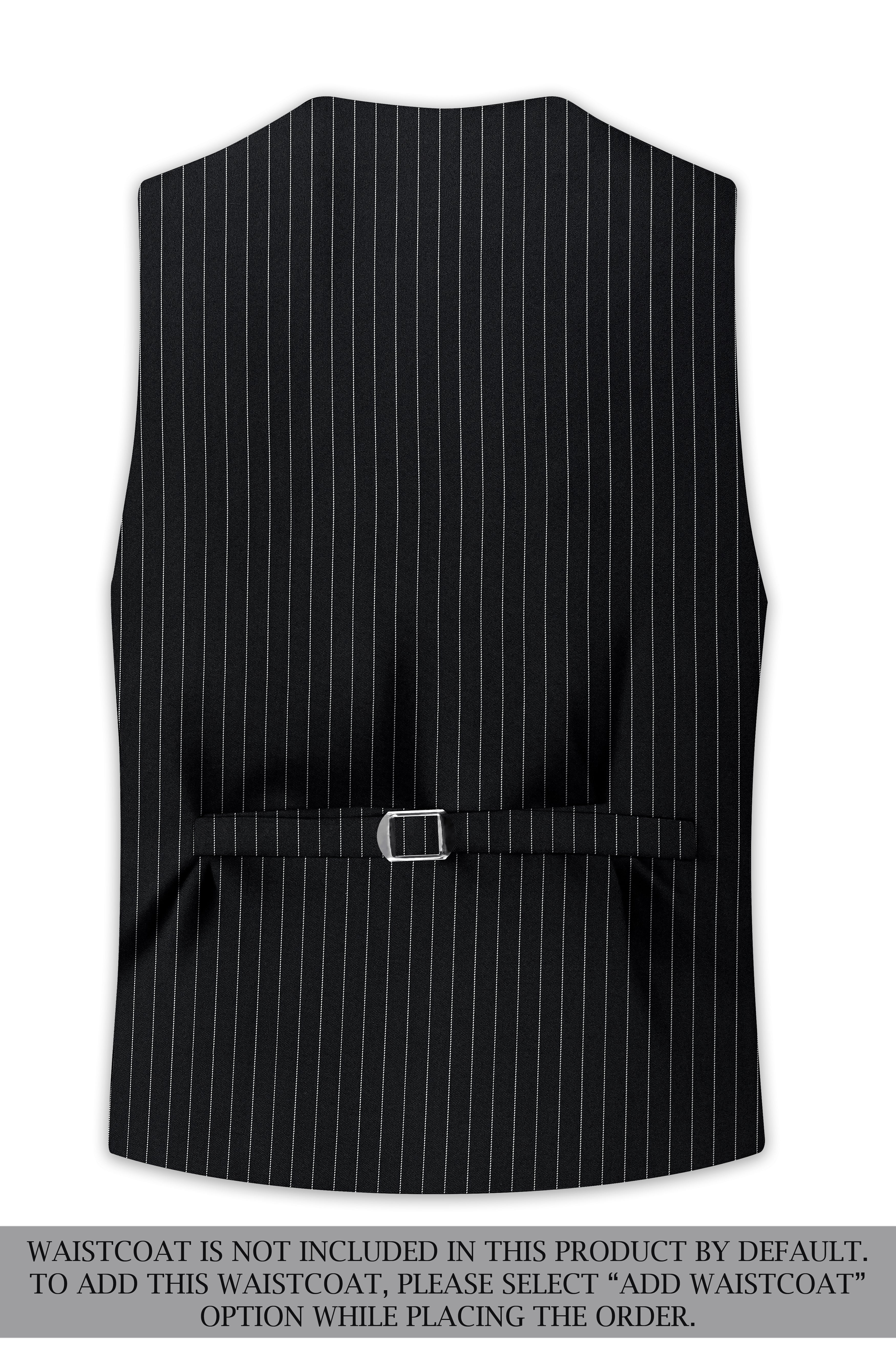 Strivon-Jade Black And Bright White Chalk Striped Wool Rich Slight Stretch Single Breasted Suit