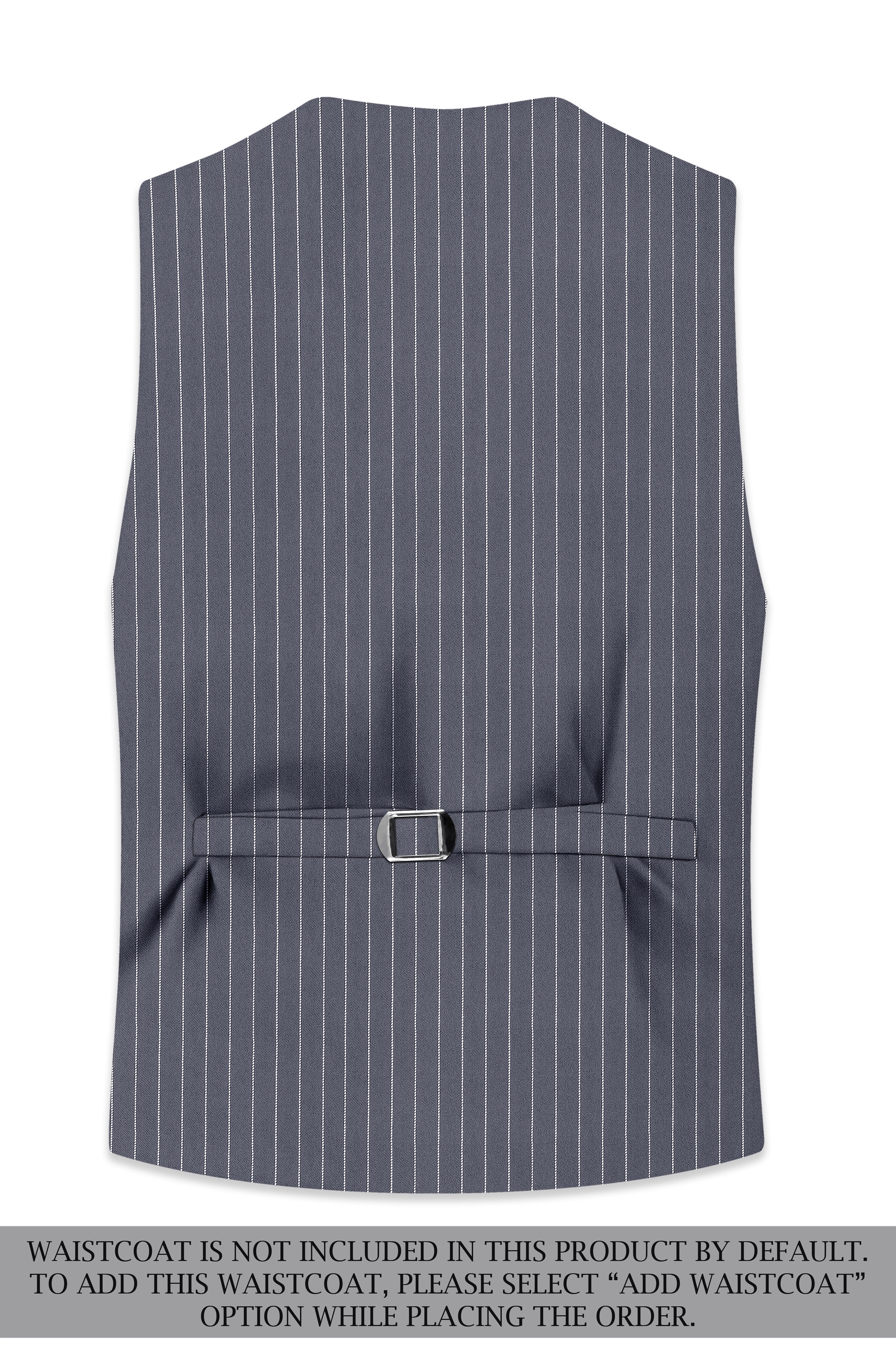 Monarch-Shark Gray And Bright White Chalk Striped Wool Rich Slight Stretch Single Breasted Suit