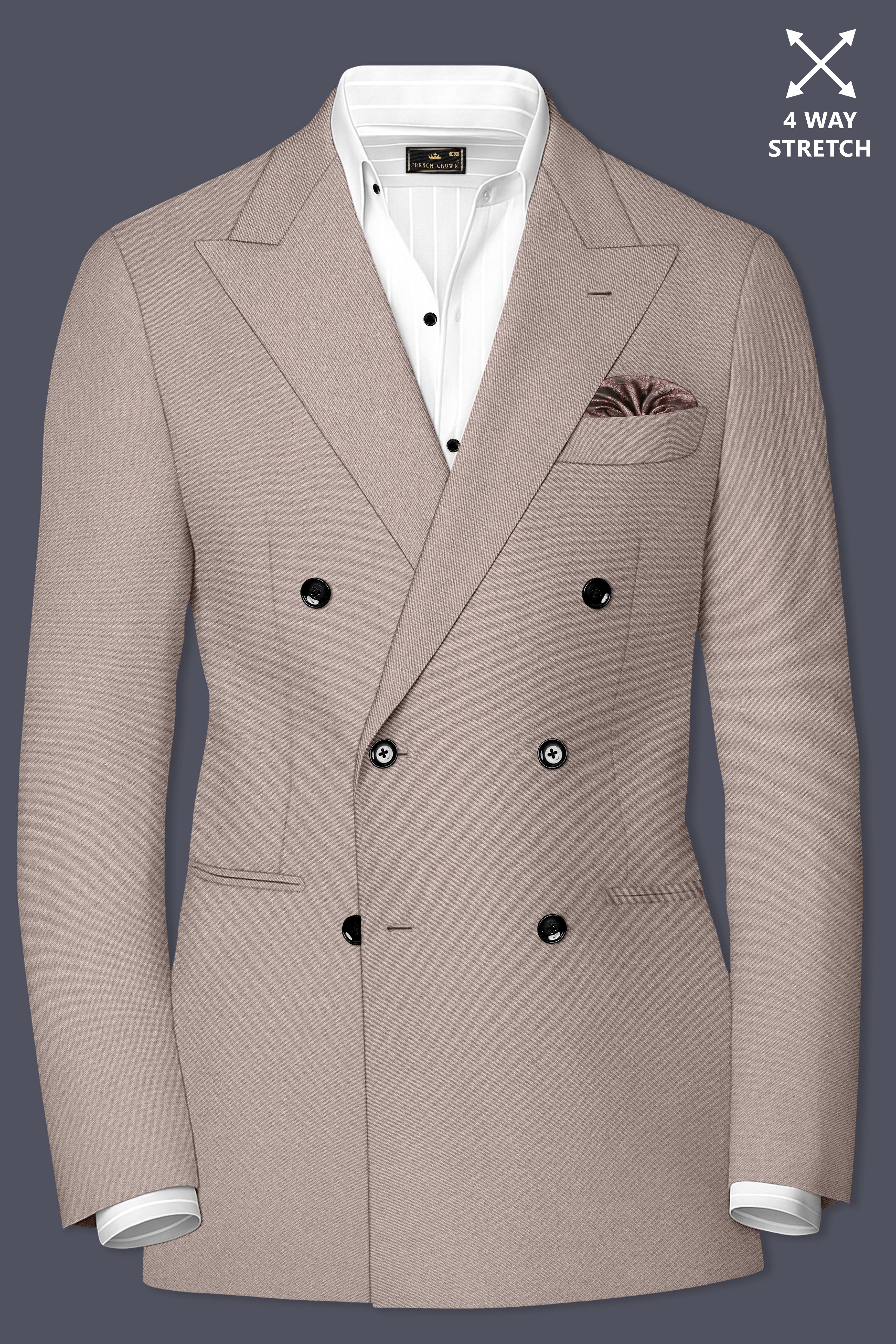 Fuchsia-Korean Spicy Pink 4-Way Stretch Wrinkle-Free Fluid Drape Fabric Double Breasted Suit