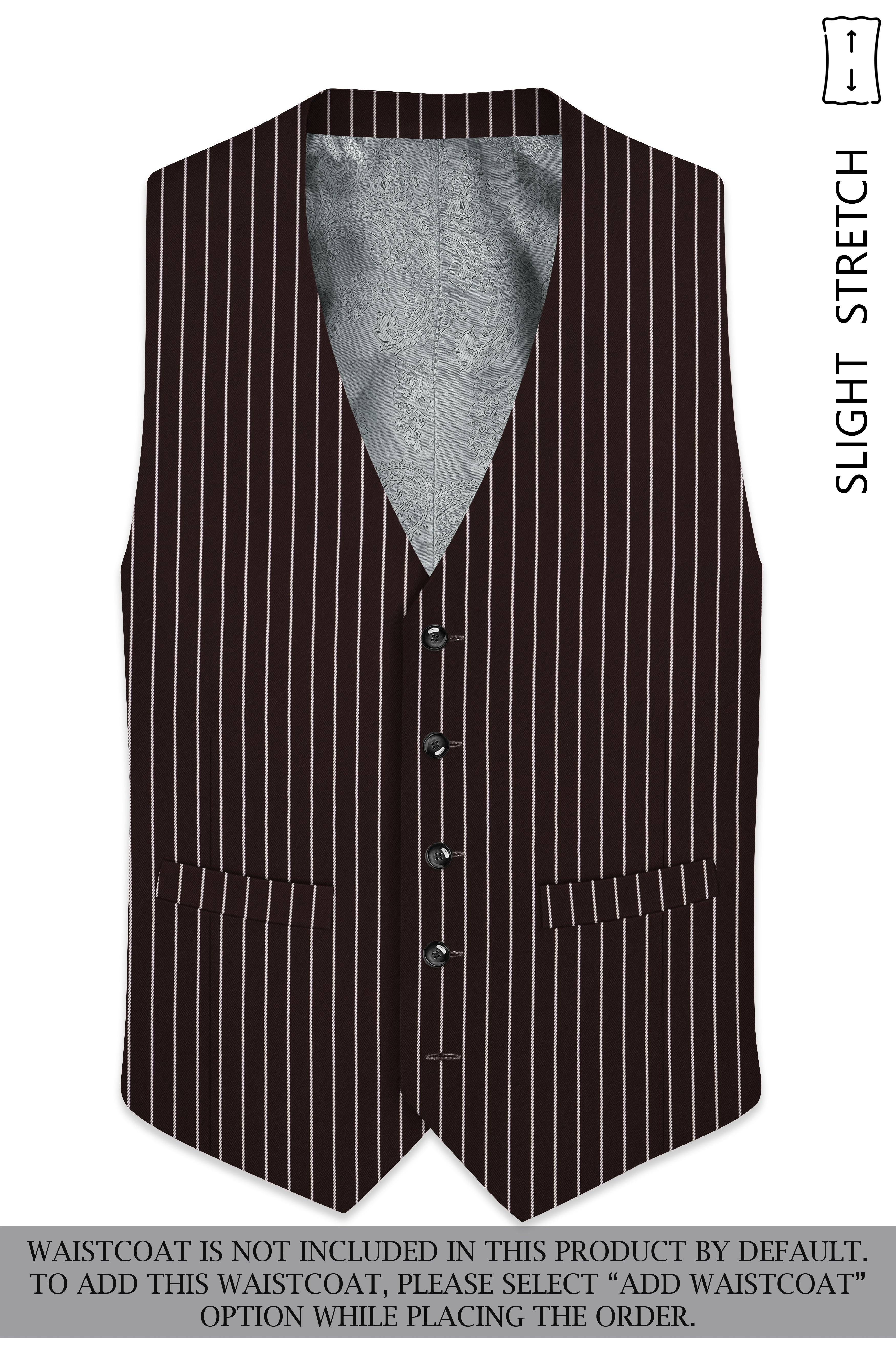 Bastion-Gondola Brown And Bright White Chalk Striped Wool Rich Slight Stretch Single Breasted Suit