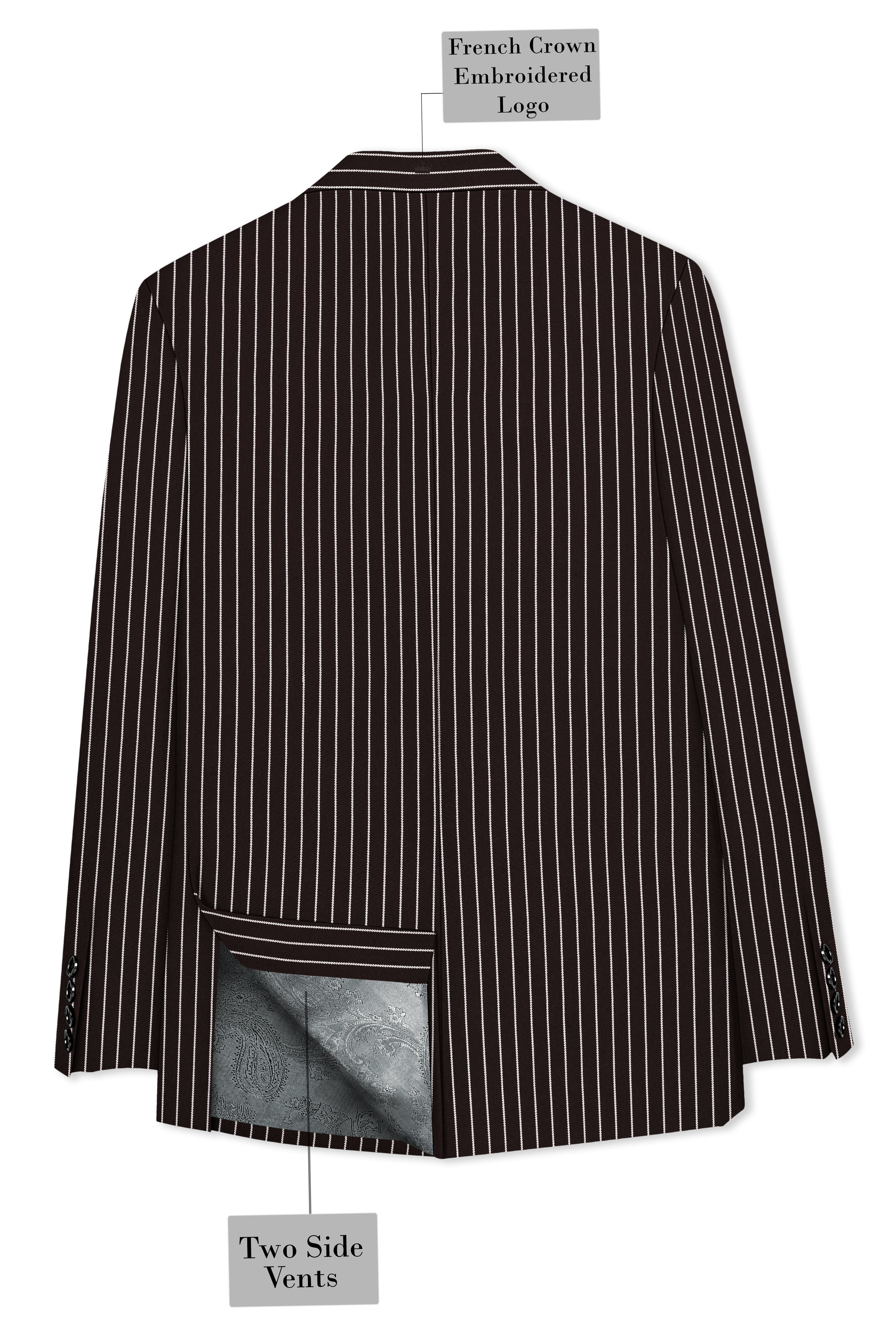 Bastion-Gondola Brown And Bright White Chalk Striped Wool Rich Slight Stretch Single Breasted Suit