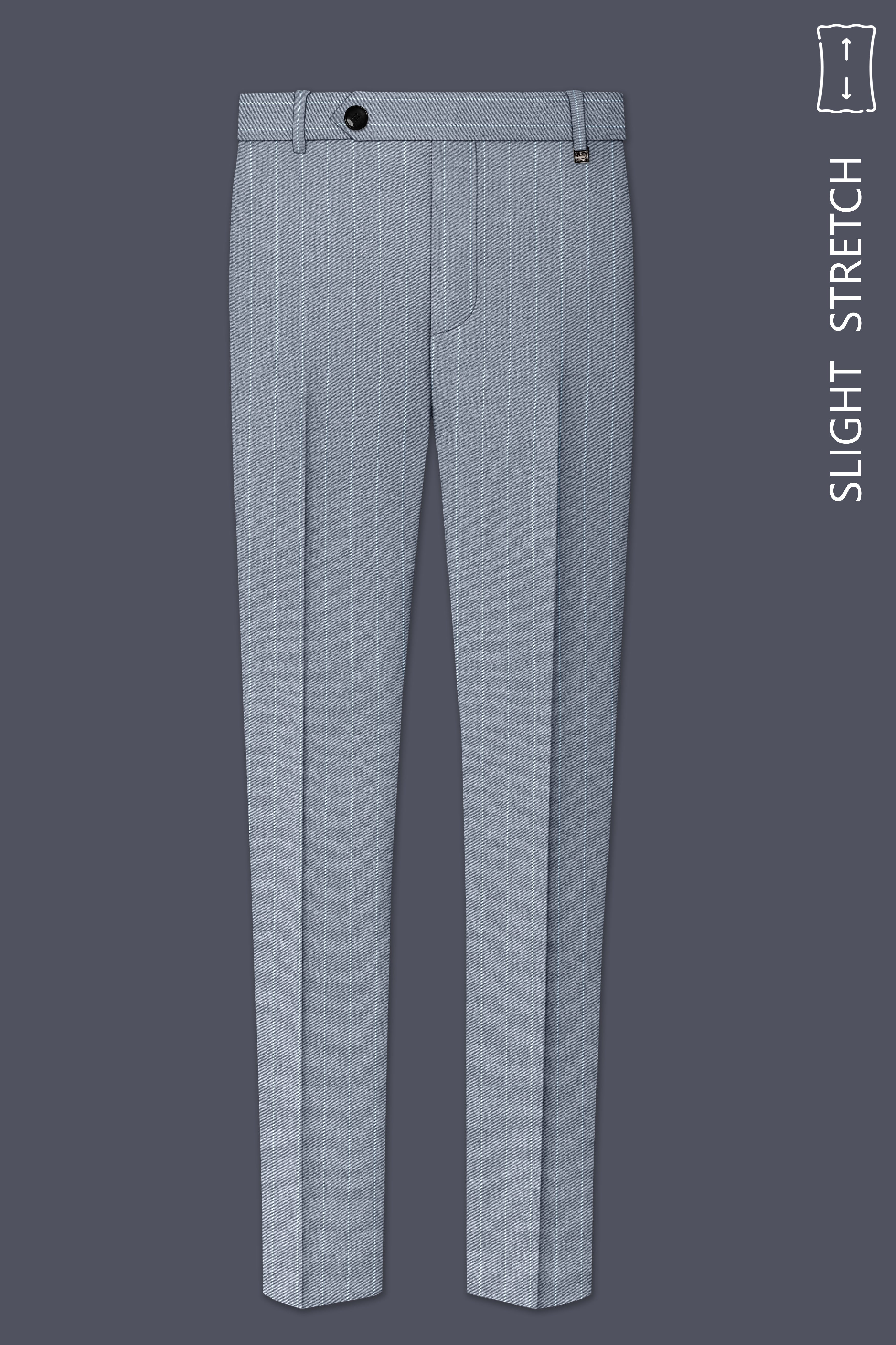 Prestige-Regent Gray And Bright White Chalk Striped Wool Rich Slight Stretch Single Breasted Suit