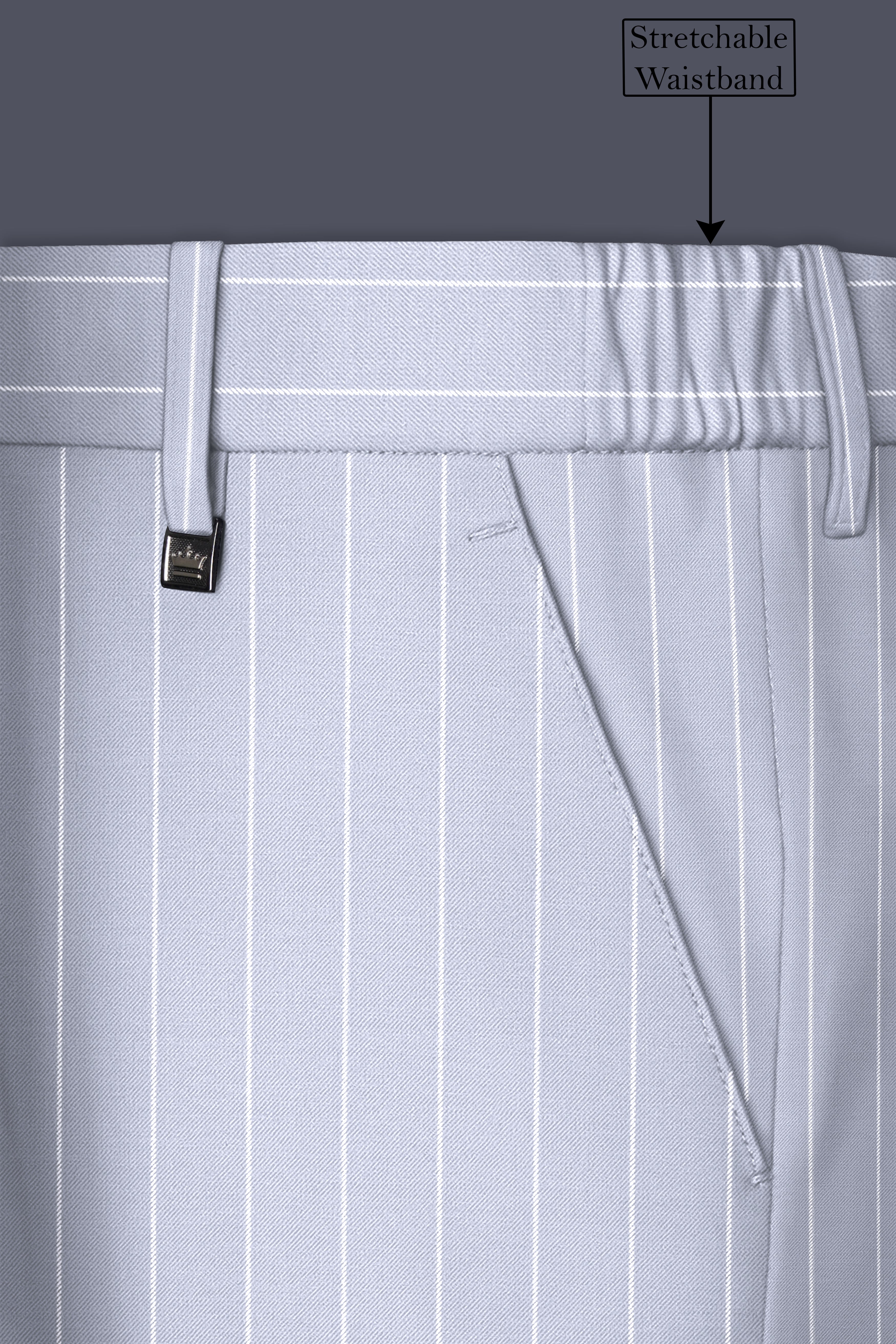 Axiom-Loblolly Gray And Bright White Chalk Striped Wool Rich Slight Stretch Single Breasted Suit