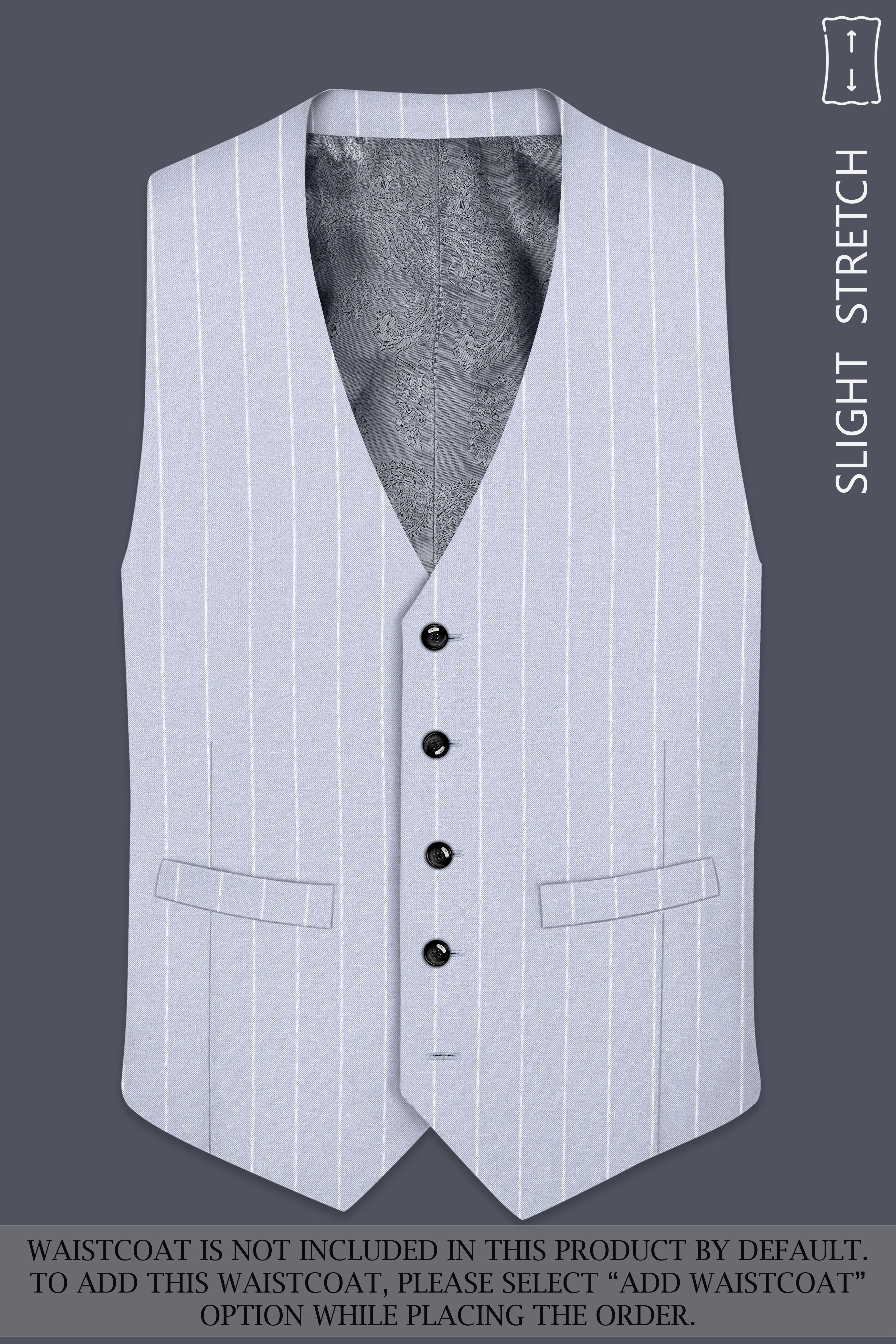 Axiom-Loblolly Gray And Bright White Chalk Striped Wool Rich Slight Stretch Single Breasted Suit