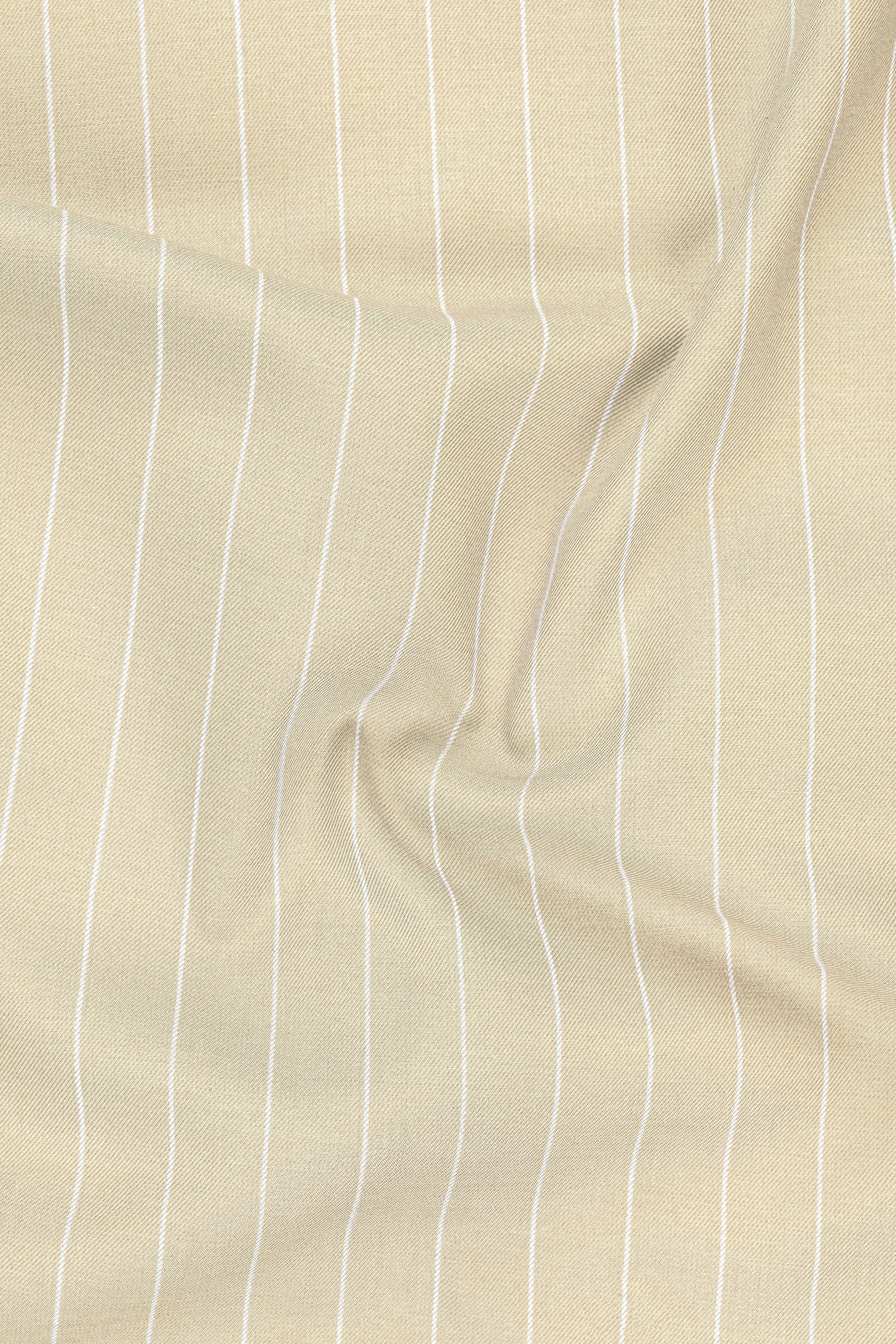 Lumier-Akaroa Cream And Bright White Chalk Striped Wool Rich Slight Stretch Single Breasted Suit