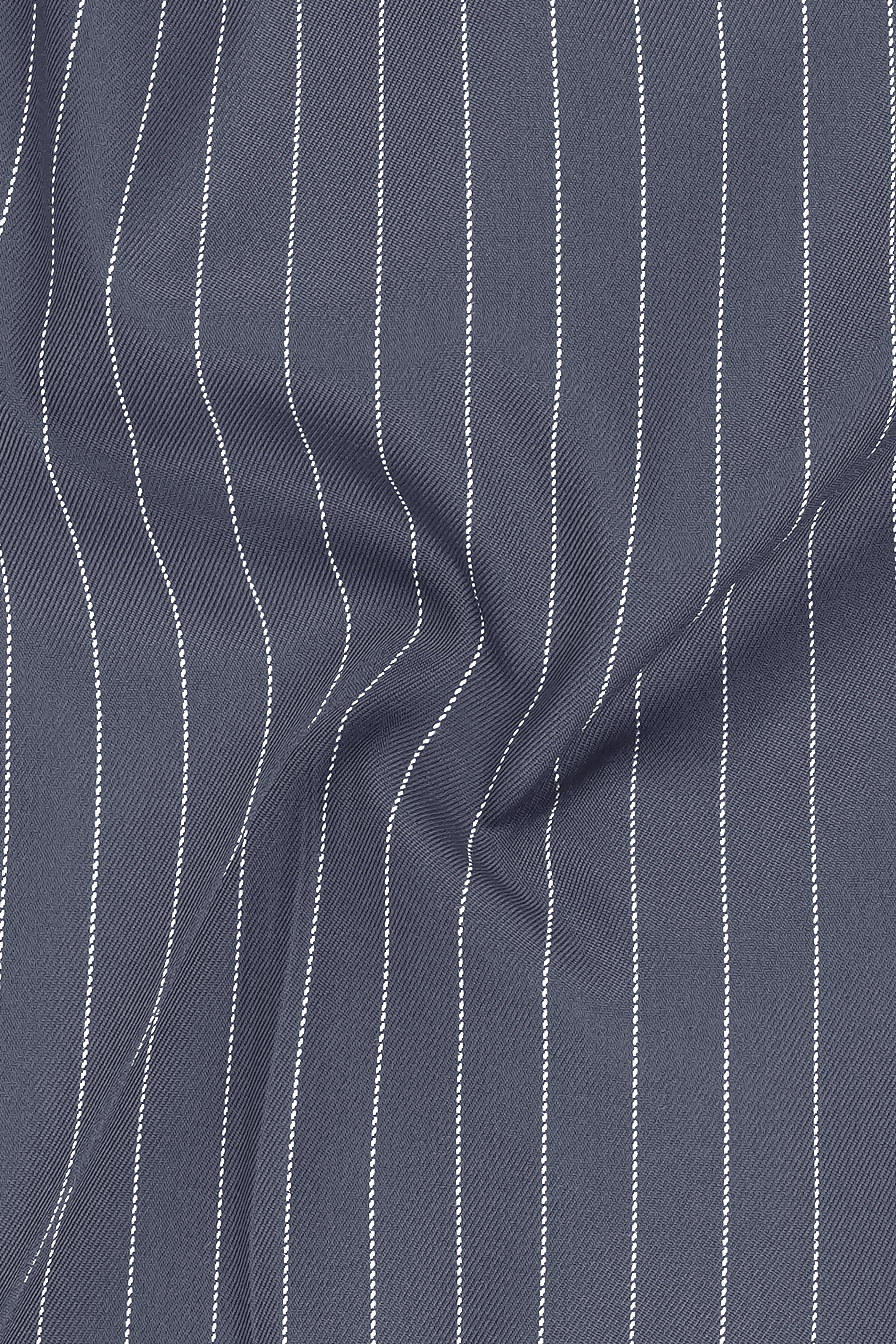 Monarch-Shark Gray And Bright White Chalk Striped Wool Rich Slight Stretch Double Breasted Suit