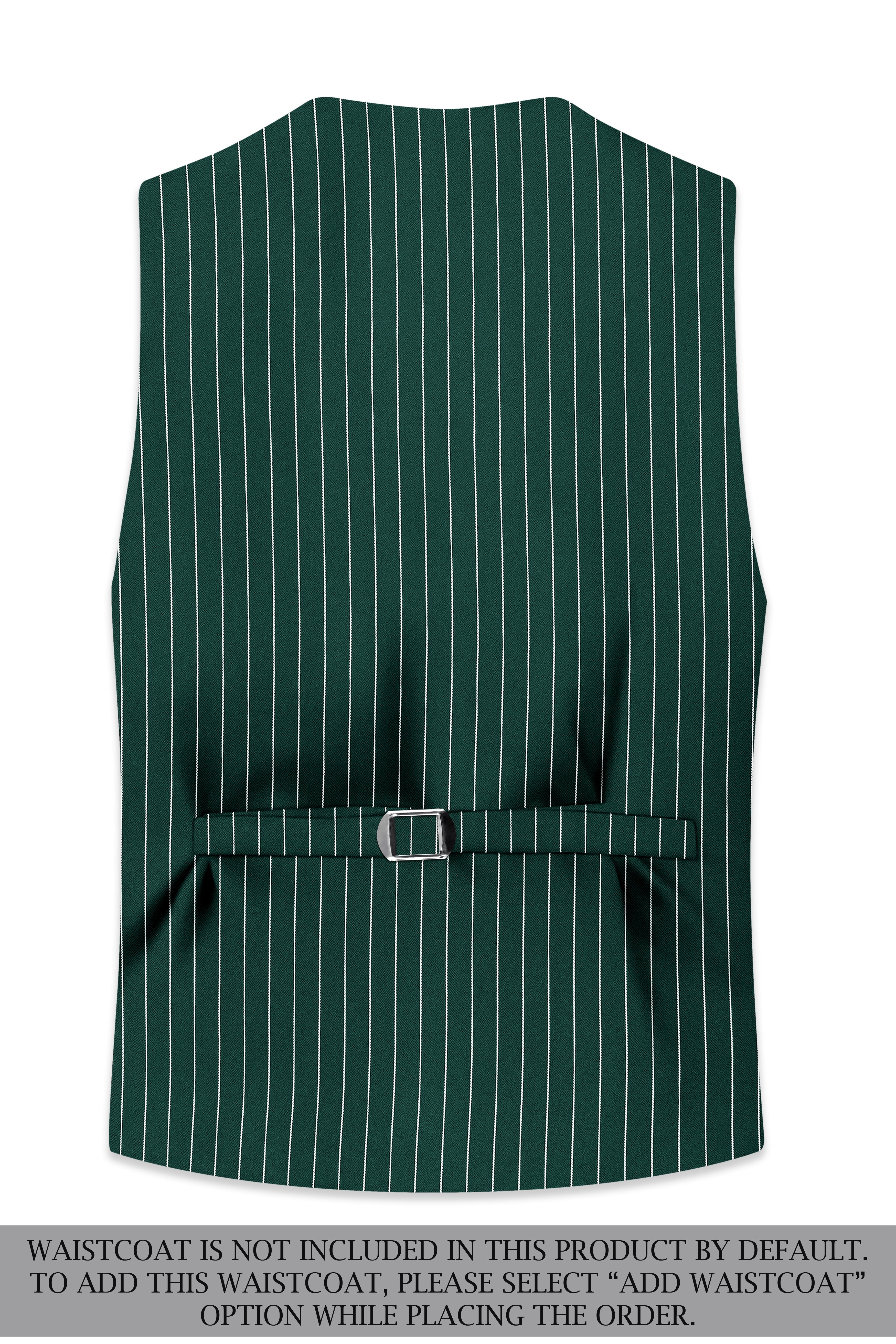 Arbor-Timber Green Herringbone Striped Wool Rich Slight Stretch Double Breasted Suit