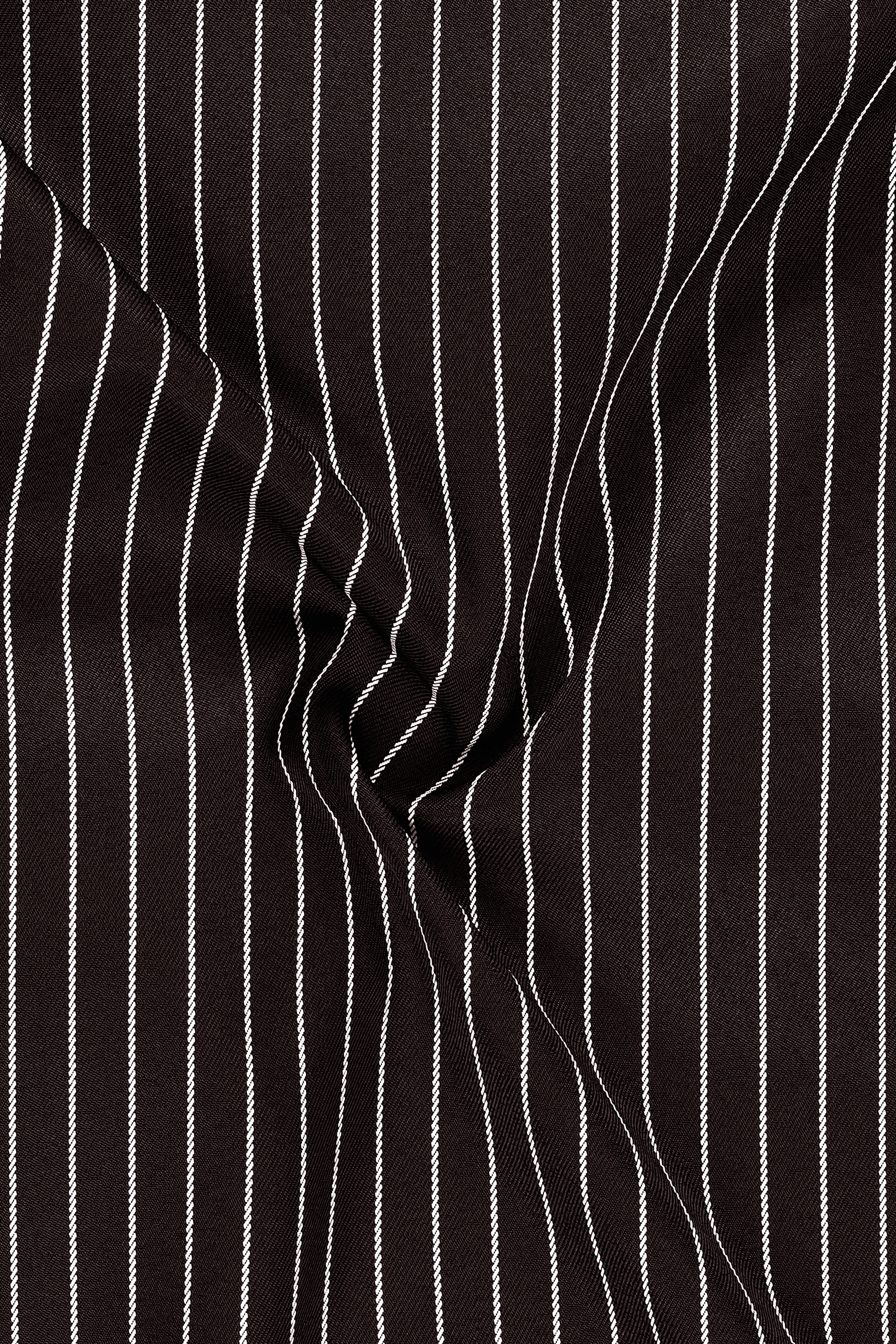 Bastion-Gondola Brown And Bright White Chalk Striped Wool Rich Slight Stretch Double Breasted Suit