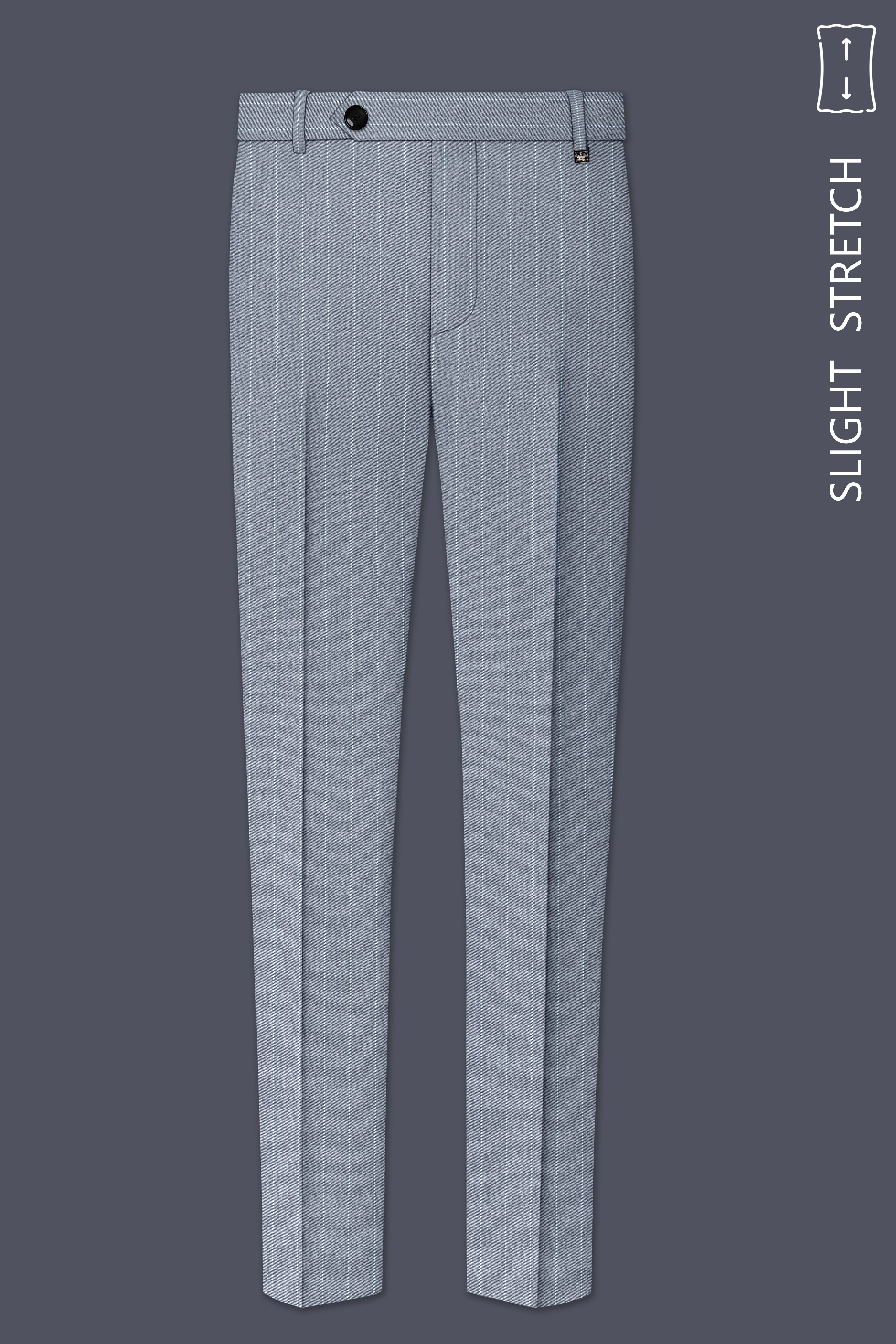 Prestige-Regent Gray And Bright White Chalk Striped Wool Rich Slight Stretch Double Breasted Suit