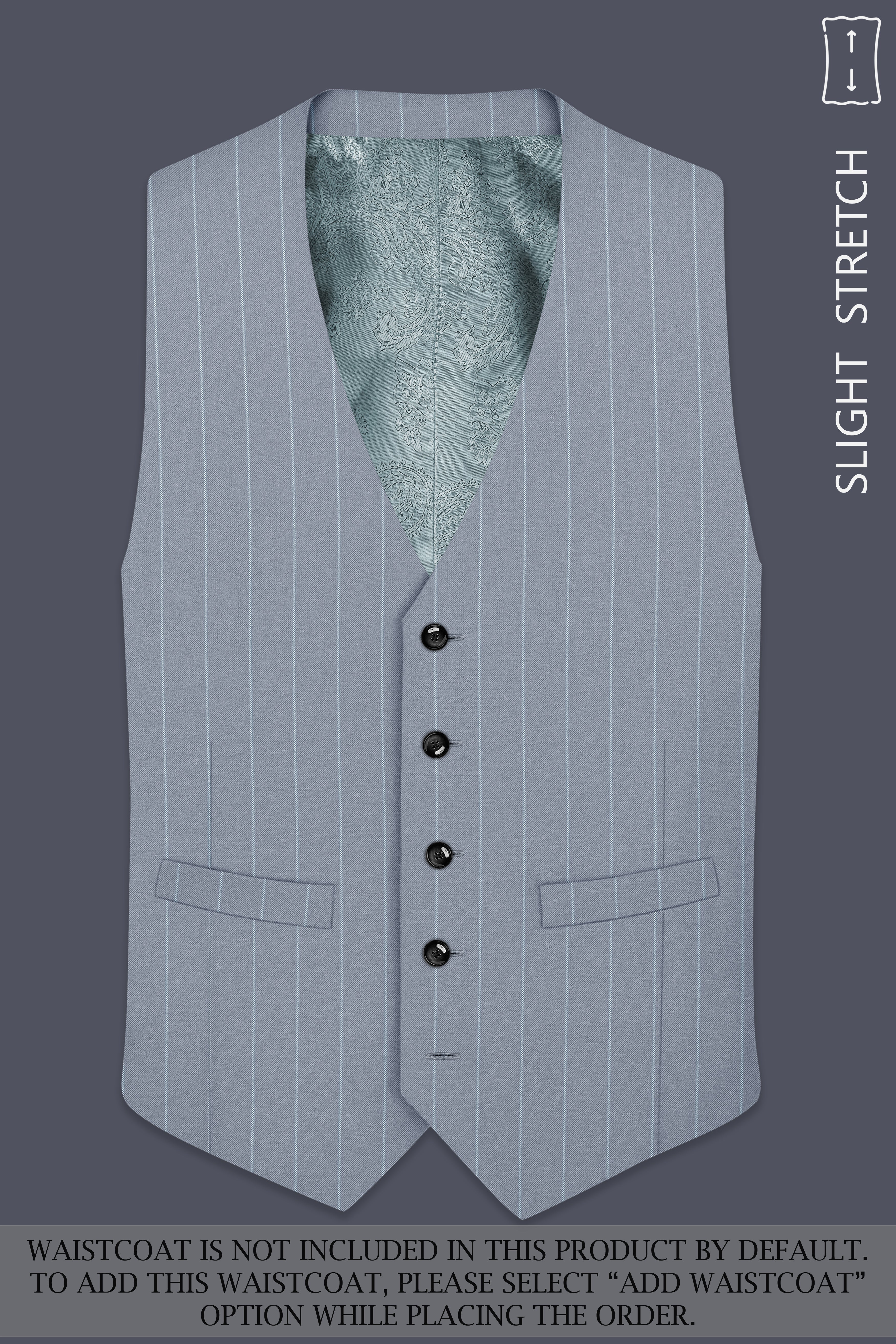 Prestige-Regent Gray And Bright White Chalk Striped Wool Rich Slight Stretch Double Breasted Suit