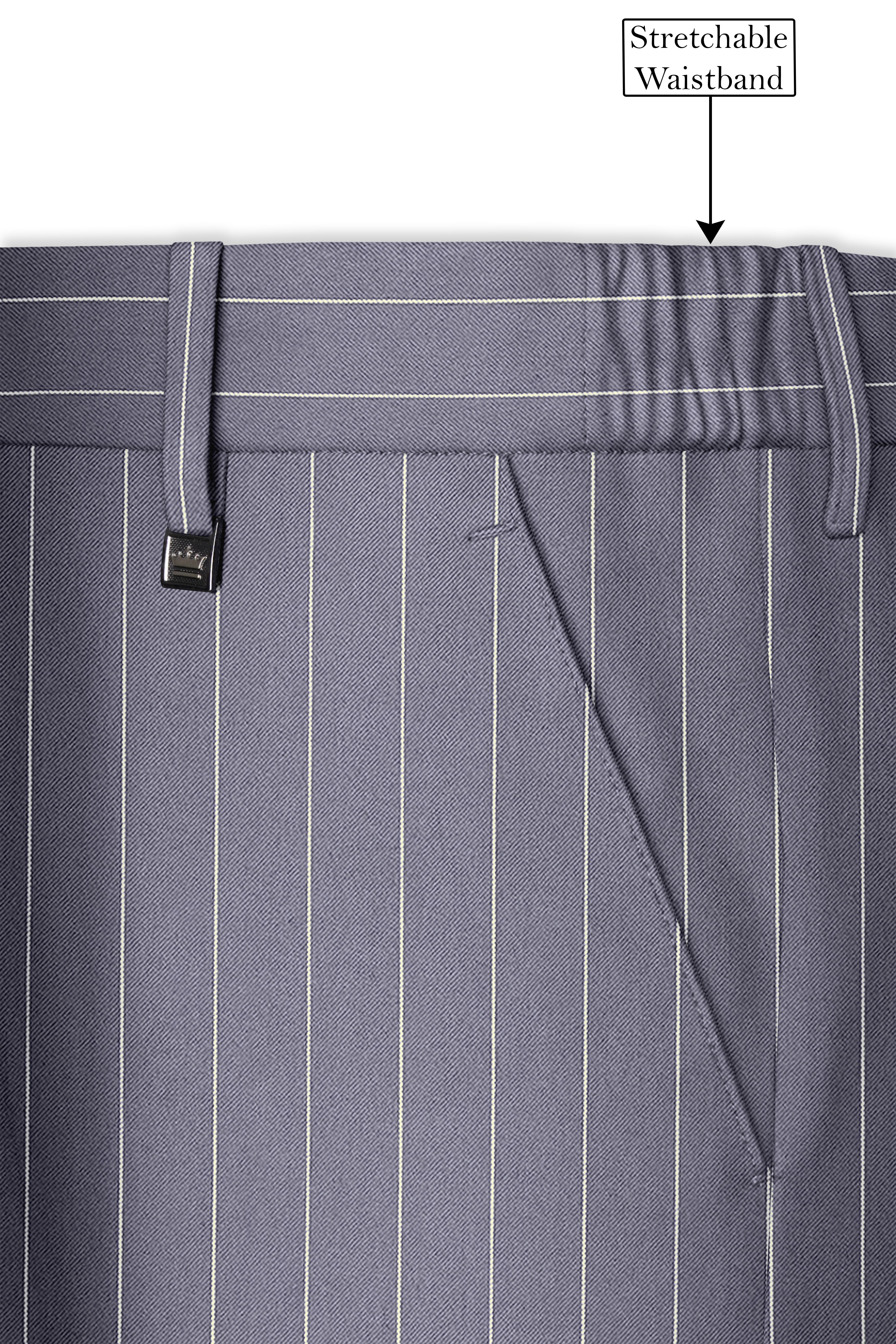 Regent-Mobster Gray And Bright White Chalk Striped Wool Rich Slight Stretch Single Breasted Suit