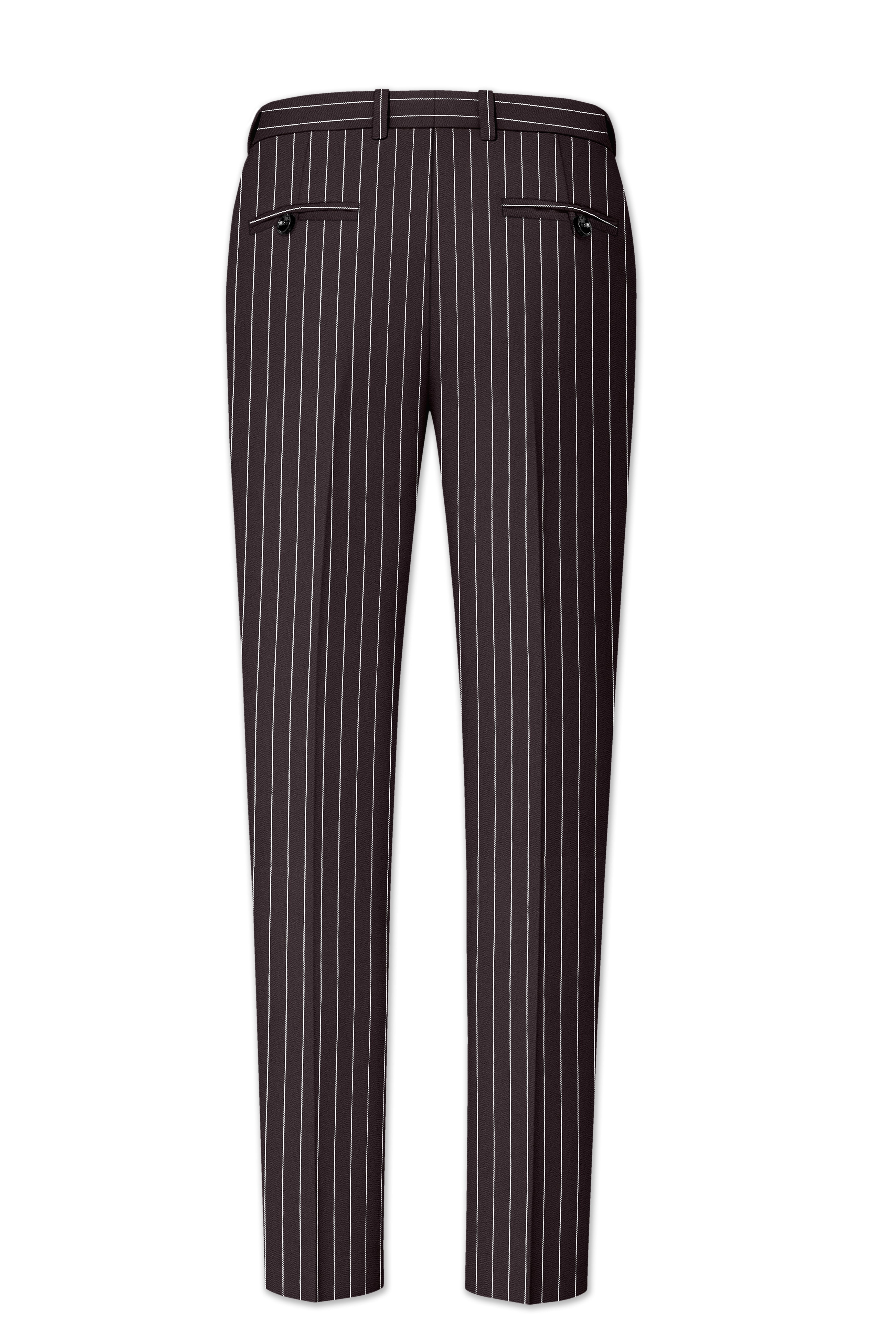 Volt-Thunder Brown Herringbone Striped Wool Rich Slight Stretch Single Breasted Suit