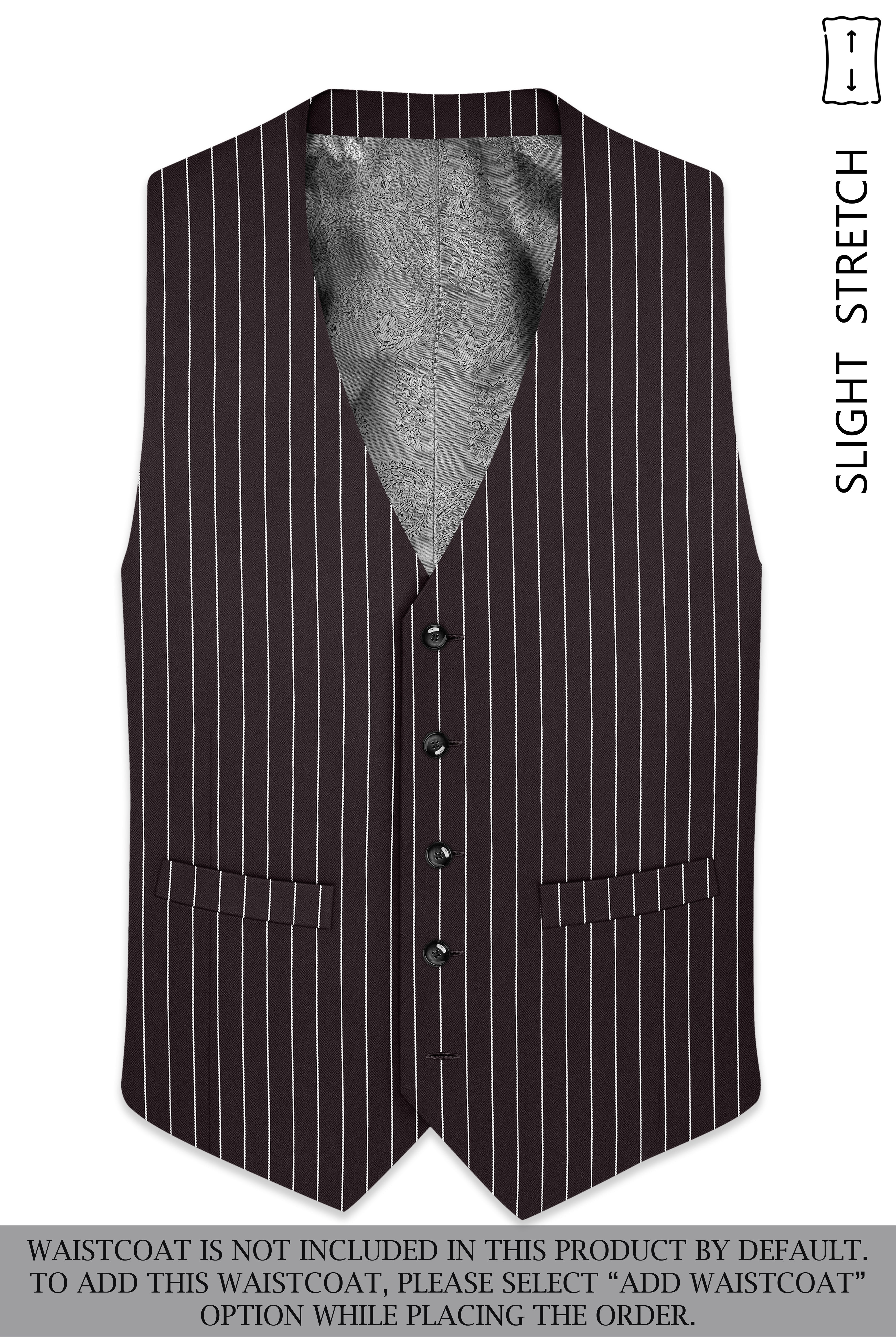 Volt-Thunder Brown Herringbone Striped Wool Rich Slight Stretch Single Breasted Suit