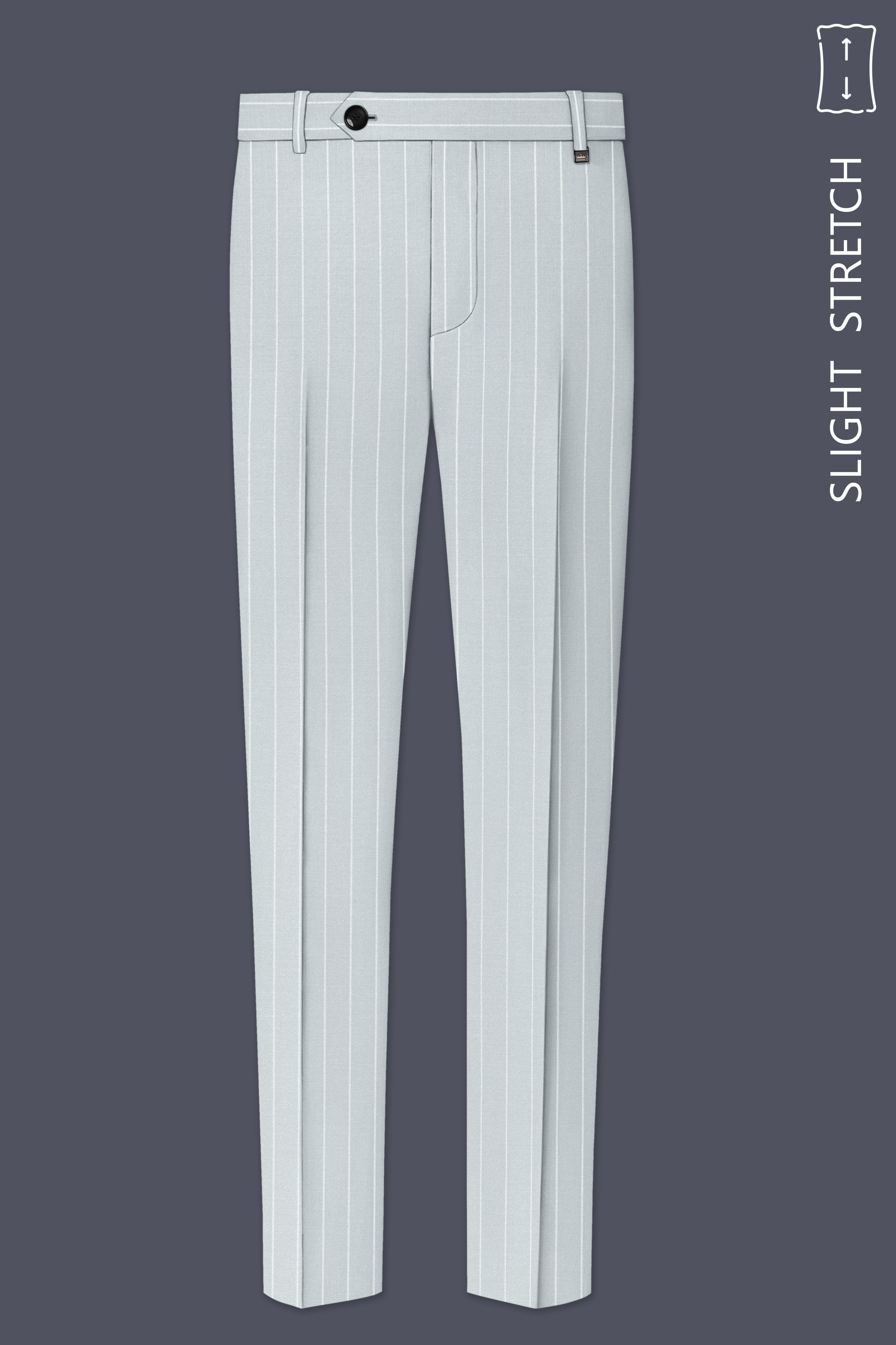 Slate-Tiara Gray And Bright White Chalk Striped Wool Rich Slight Stretch Single Breasted Suit