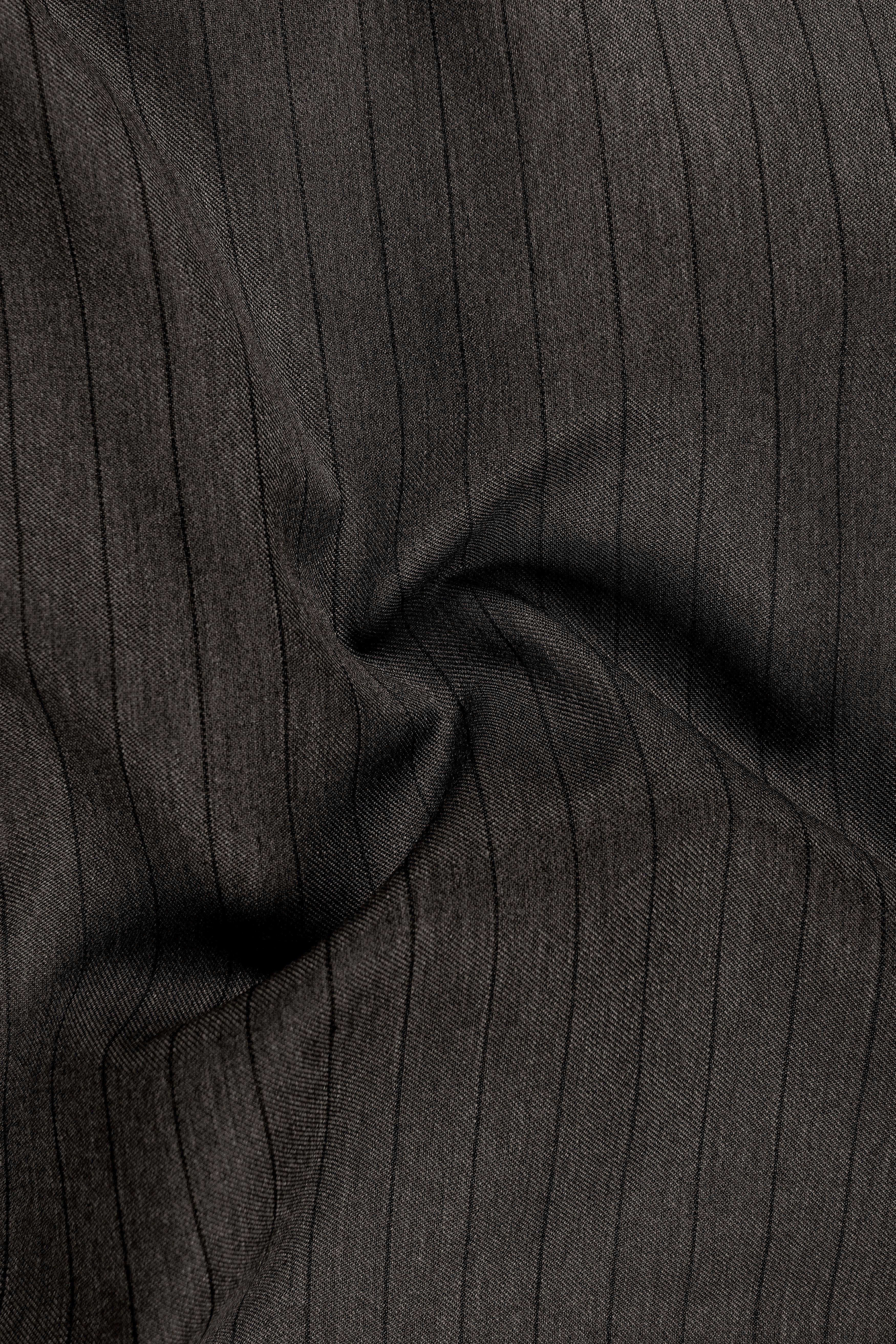 Heritage-Iridium Brown And Bright White Chalk Striped Wool Rich Slight Stretch Single Breasted Suit