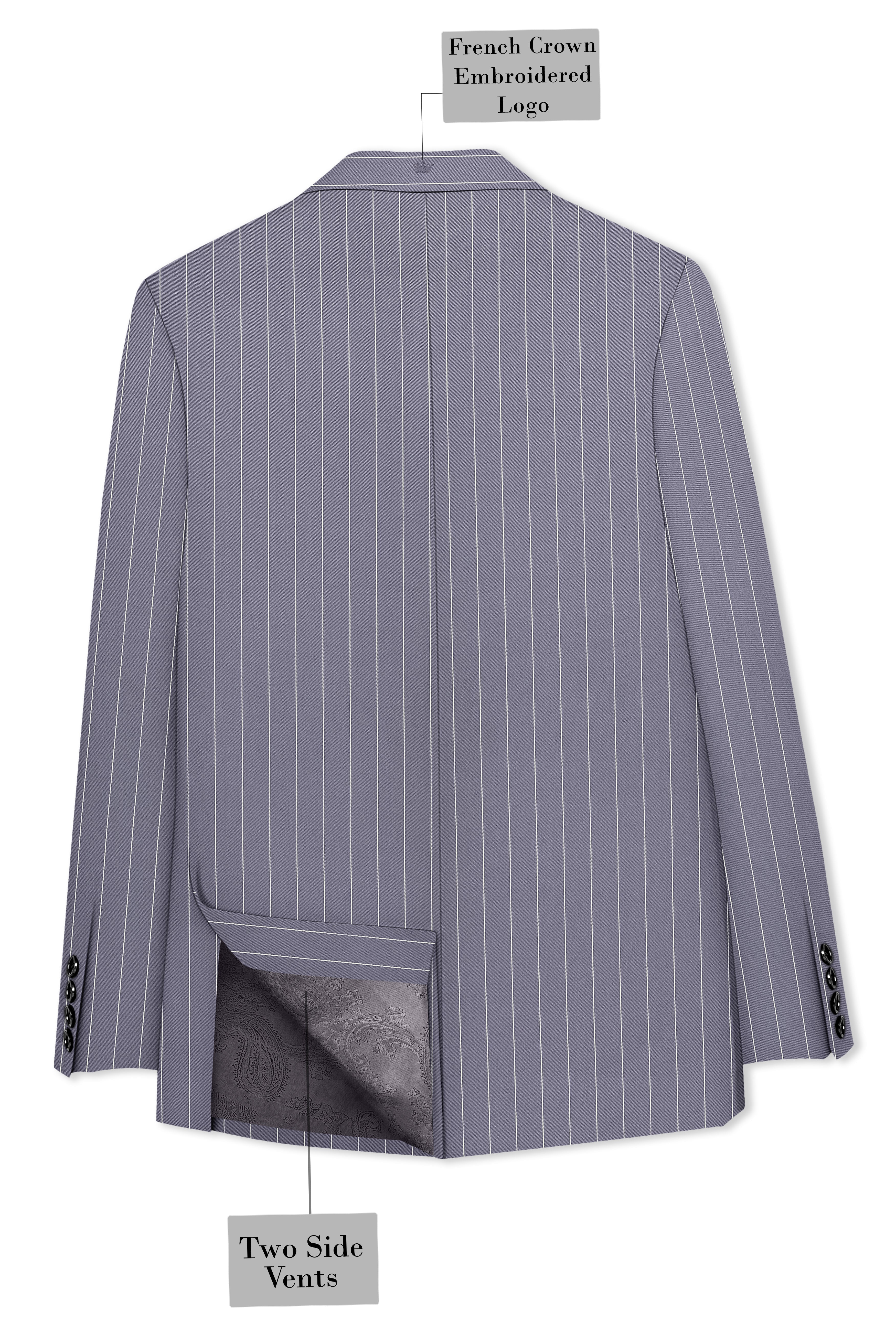 Regent-Mobster Gray And Bright White Chalk Striped Wool Rich Slight Stretch Double Breasted Suit