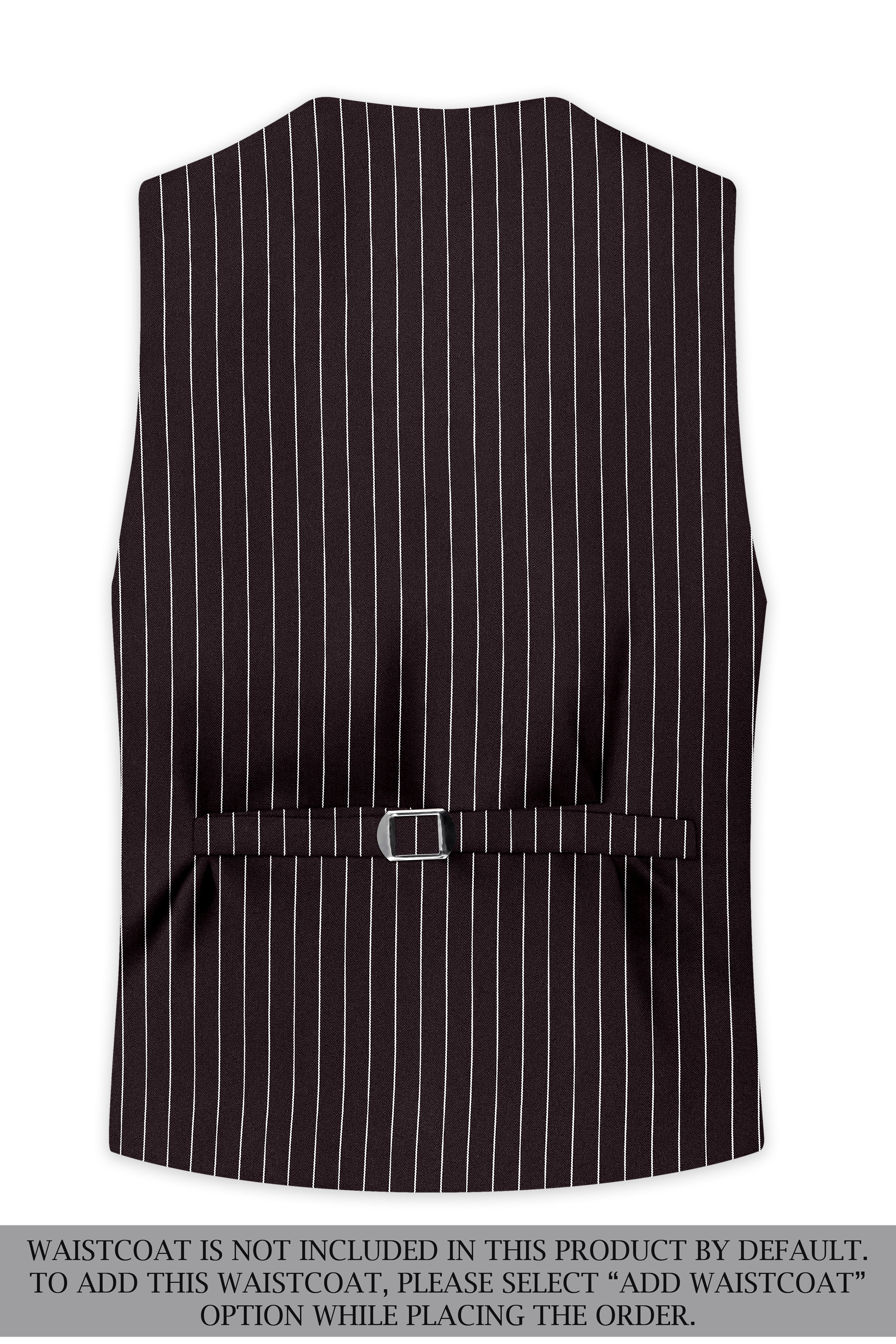 Volt-Thunder Brown Herringbone Striped Wool Rich Slight Stretch Double Breasted Suit