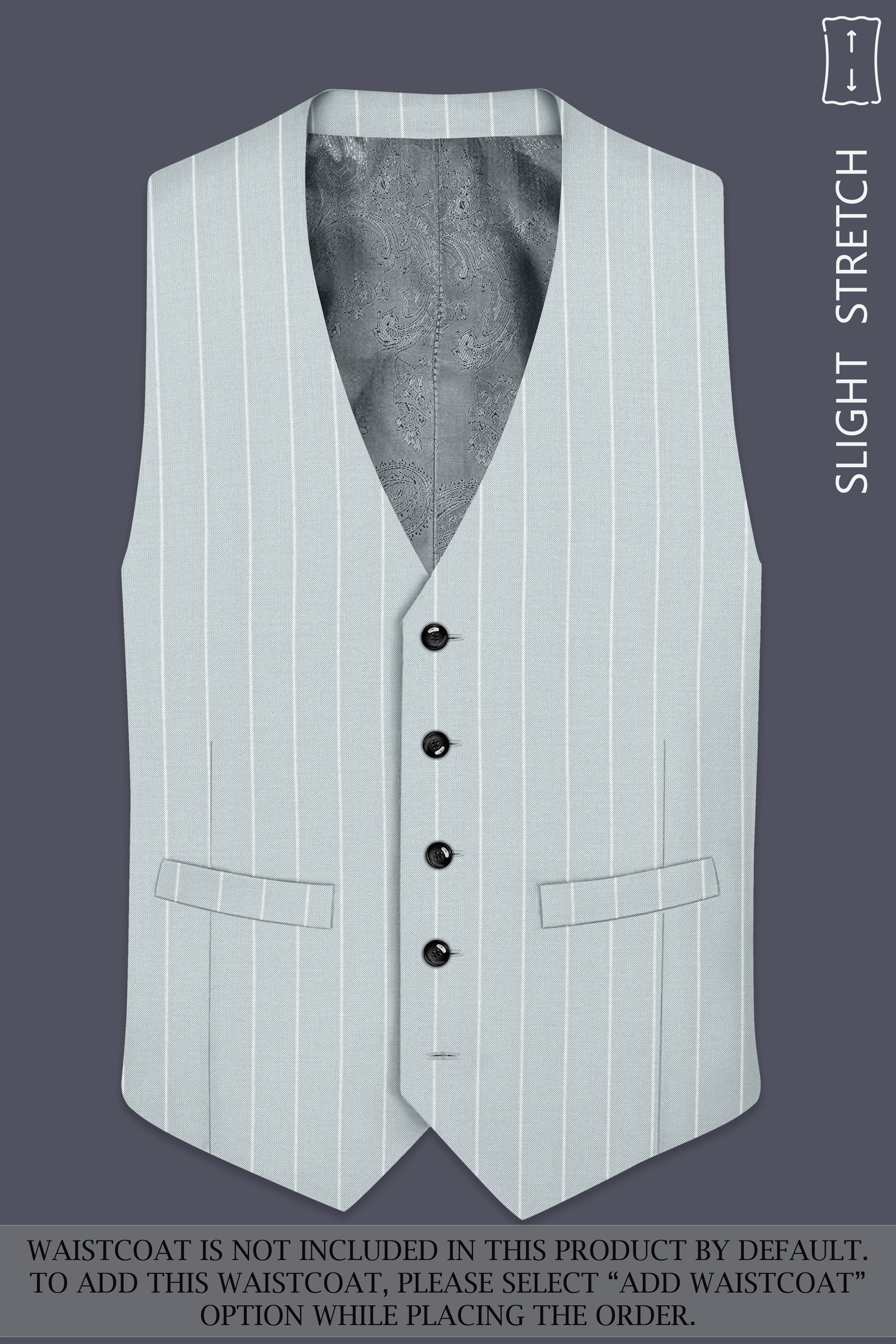Slate-Tiara Gray And Bright White Chalk Striped Wool Rich Slight Stretch Double Breasted Suit