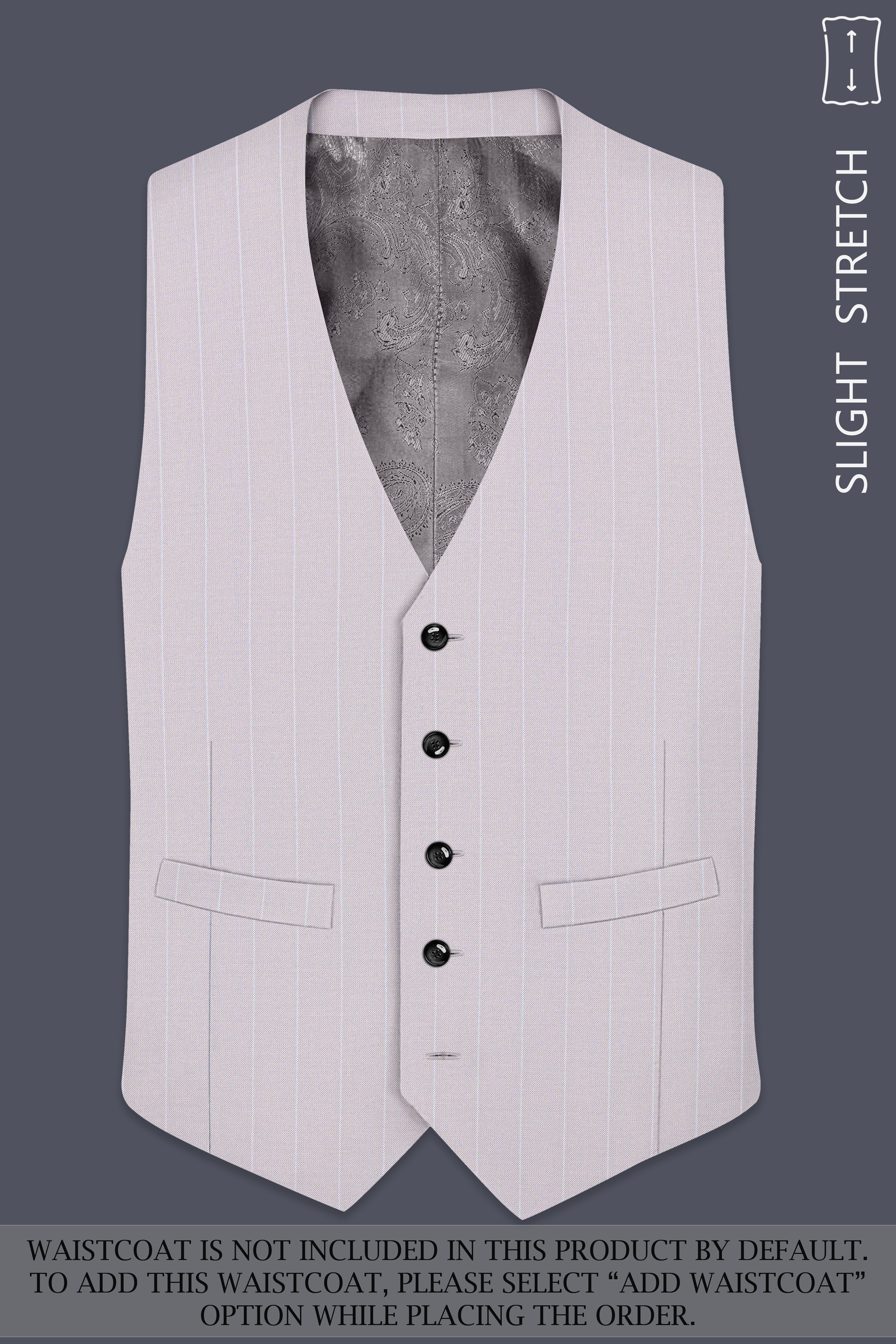 Roselle-Thistle Pink And Bright White Chalk Striped Wool Rich Slight Stretch Double Breasted Suit