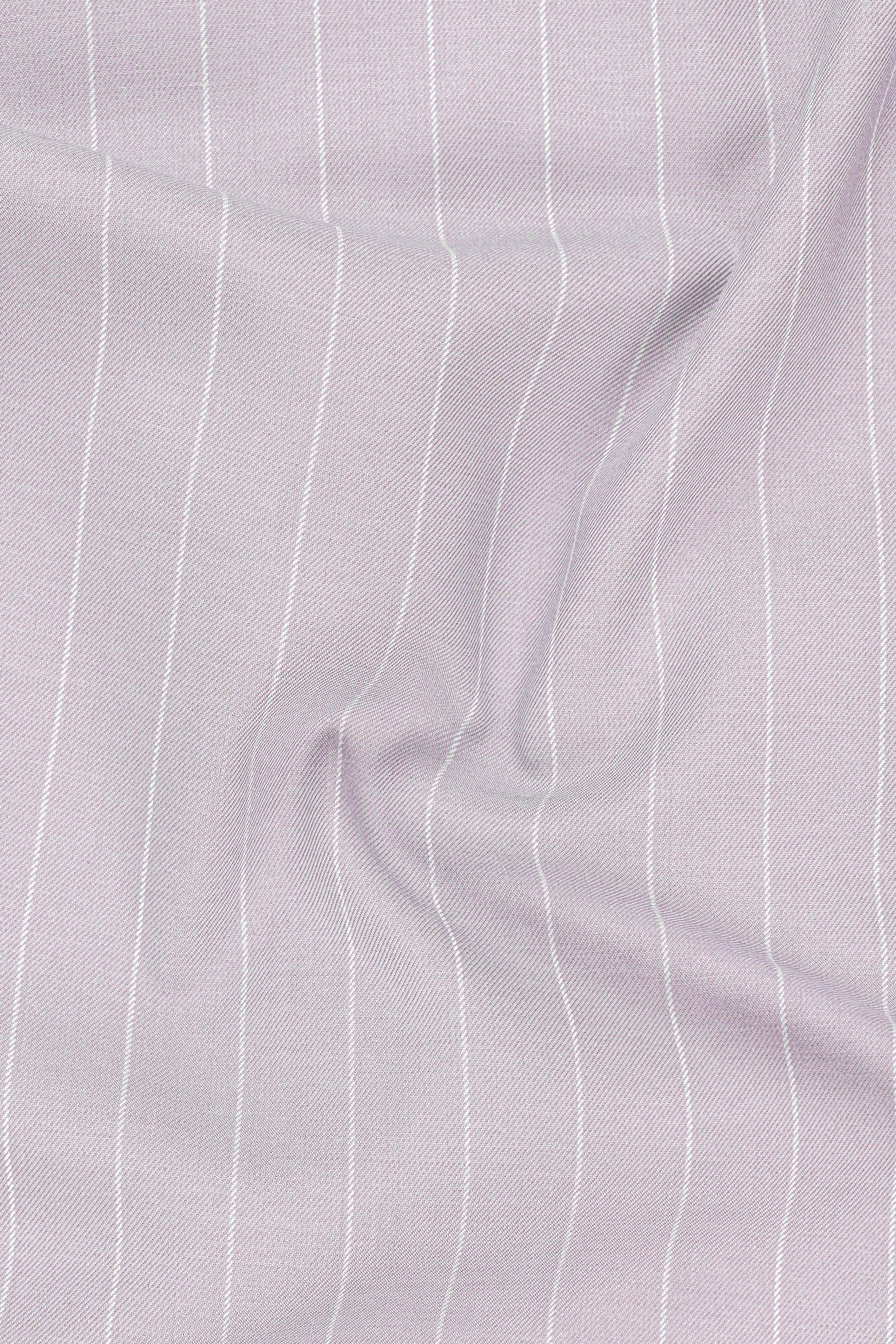 Roselle-Thistle Pink And Bright White Chalk Striped Wool Rich Slight Stretch Double Breasted Suit