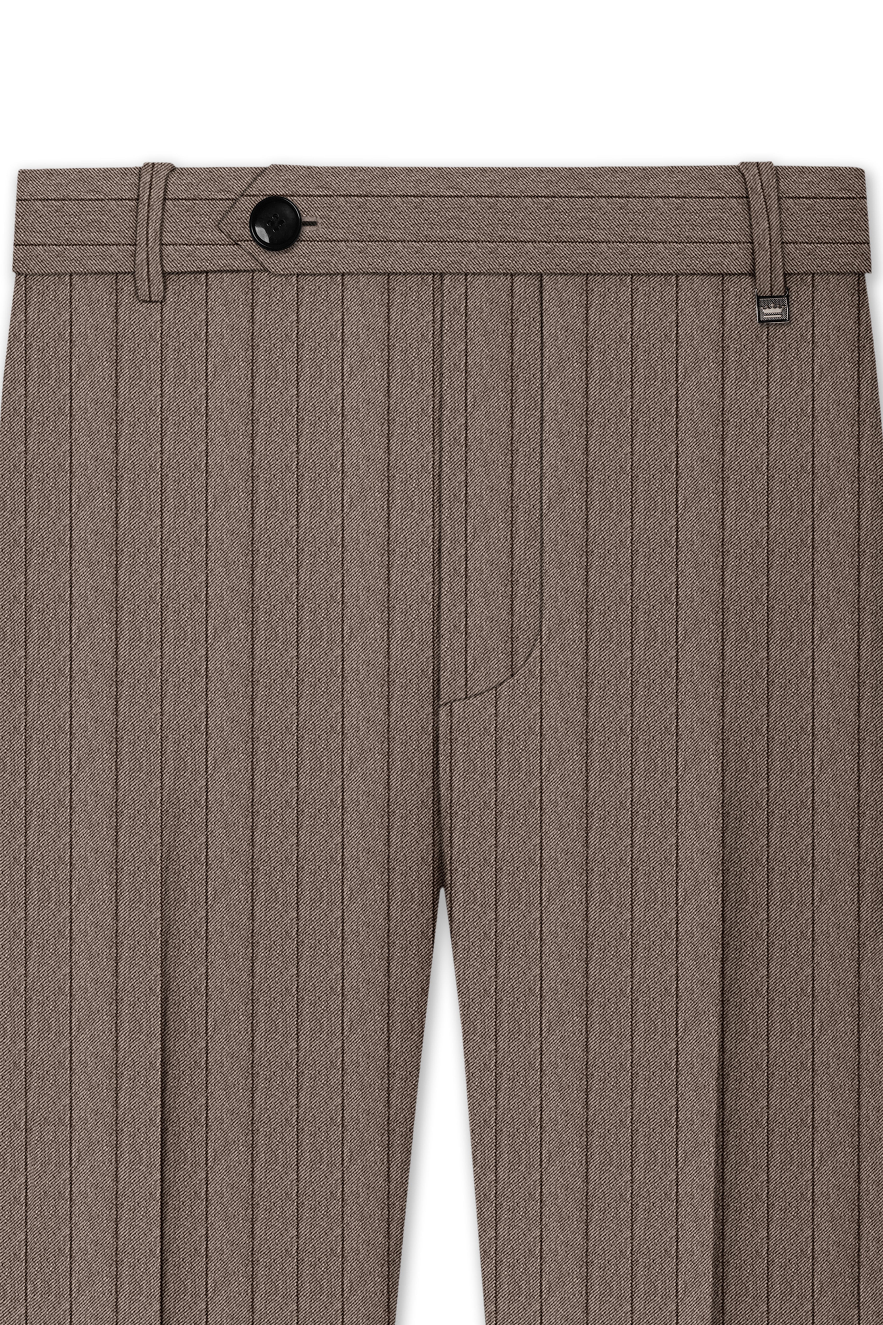 Obsidian-Fuscous Brown And Jade Black Chalk Striped Wool Rich Slight Stretch Double Breasted Suit