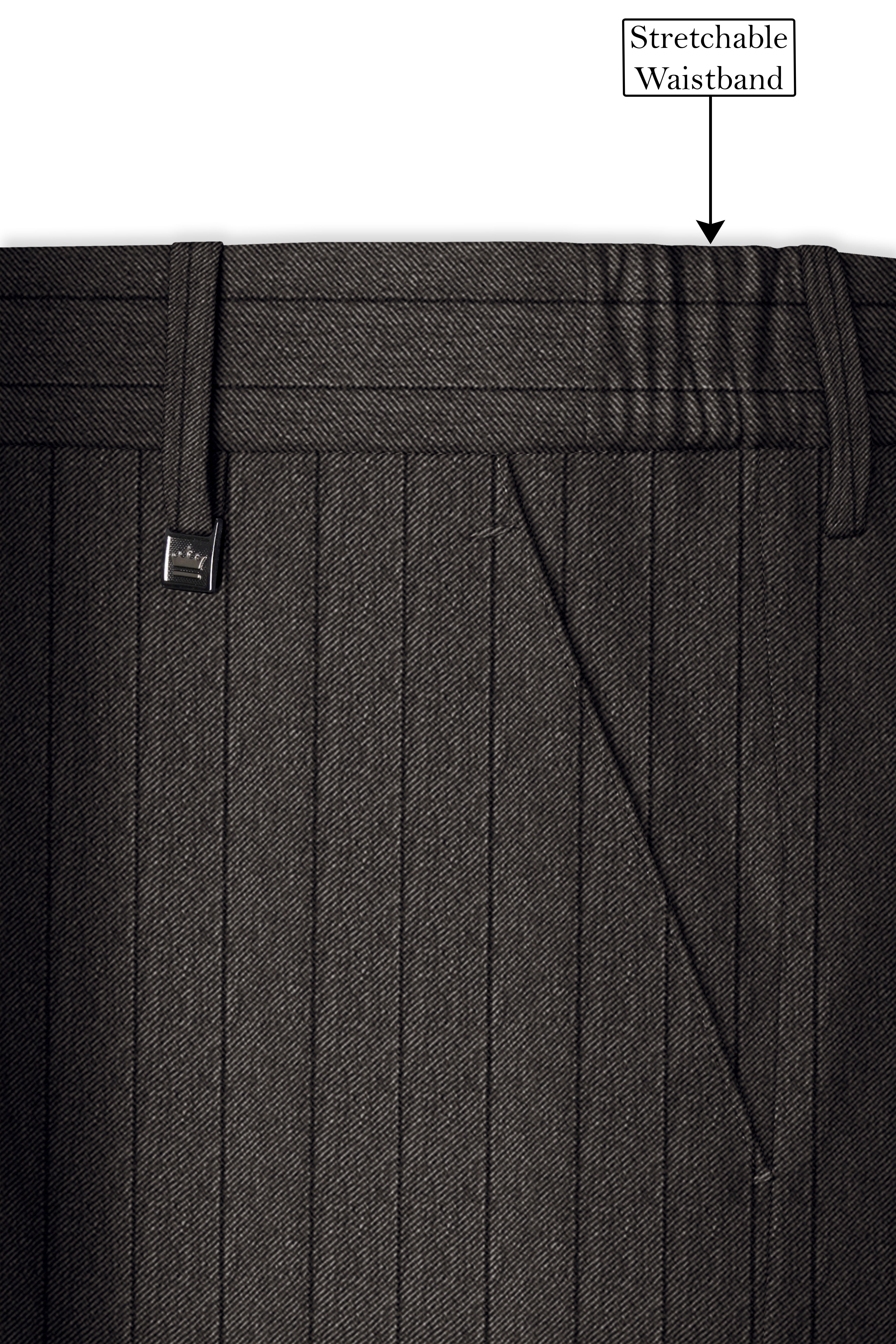 Heritage-Iridium Brown And Bright White Chalk Striped Wool Rich Slight Stretch Double Breasted Suit