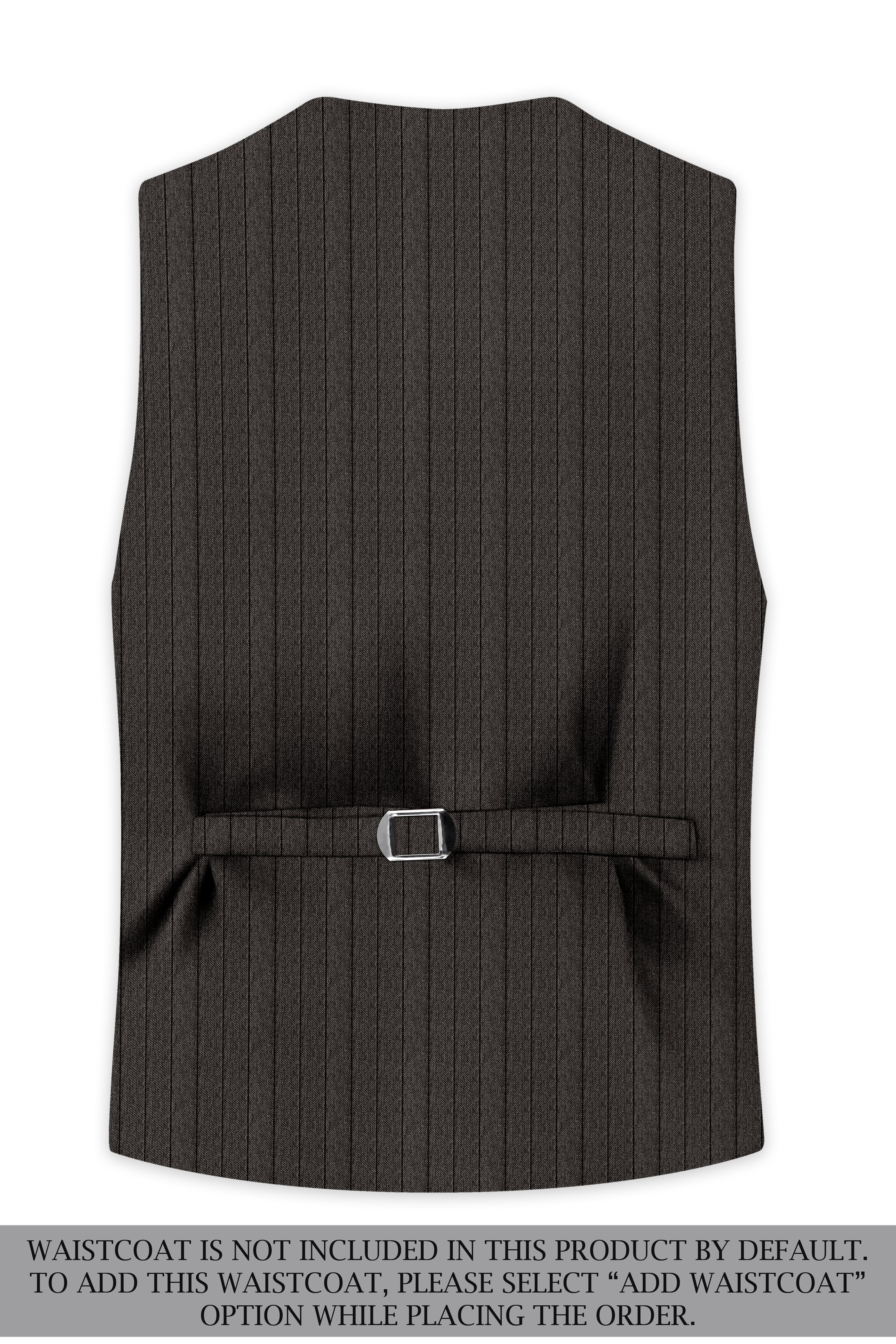 Heritage-Iridium Brown And Bright White Chalk Striped Wool Rich Slight Stretch Double Breasted Suit