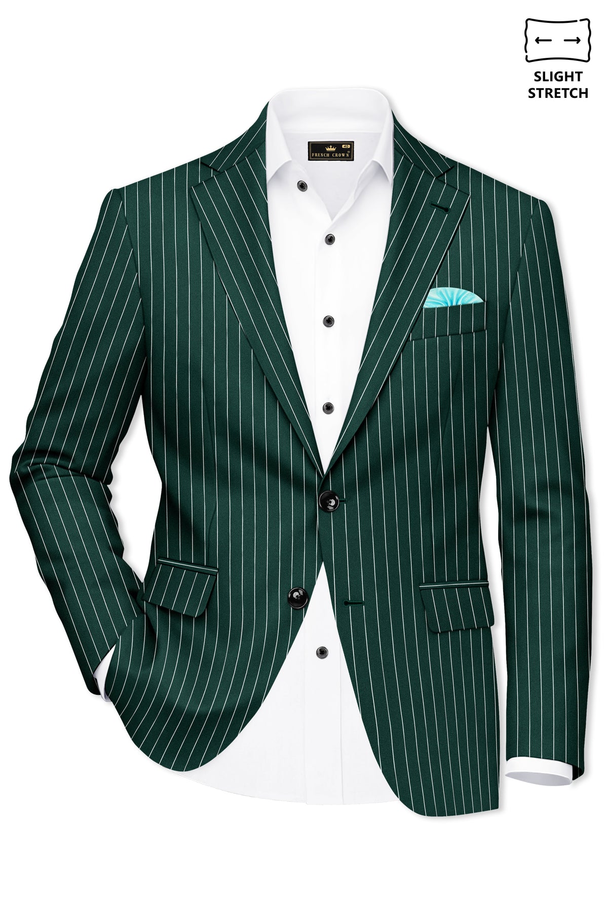 Arbor-Timber Green Herringbone Striped Wool Rich Slight Stretch Single Breasted Suit