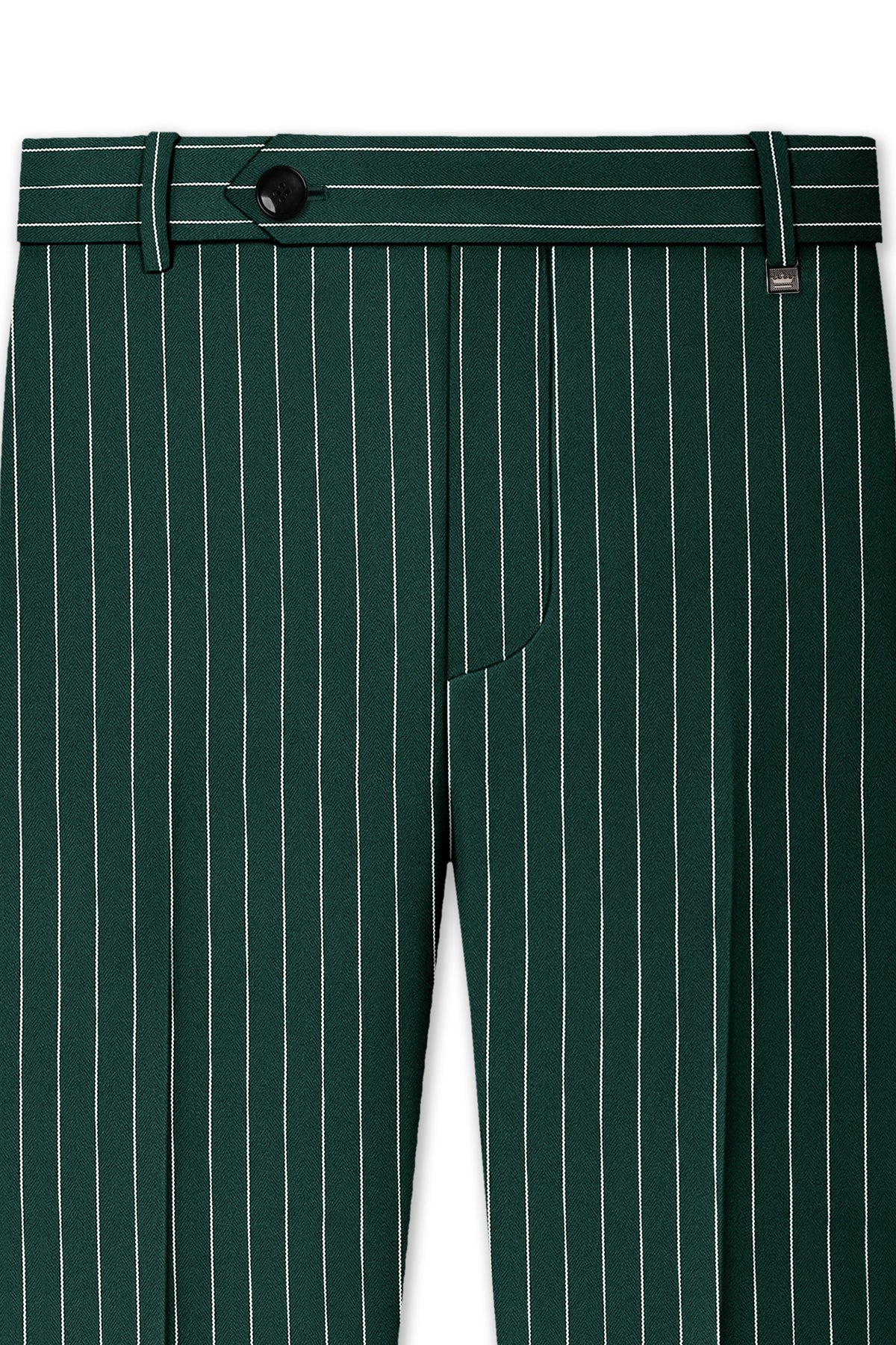 Arbor-Timber Green Herringbone Striped Wool Rich Slight Stretch Single Breasted Suit