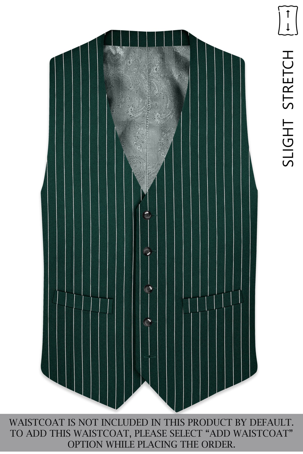 Arbor-Timber Green Herringbone Striped Wool Rich Slight Stretch Single Breasted Suit