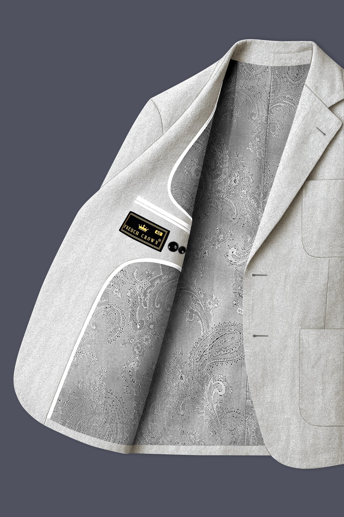 Sterling-Bianco Gray Luxurious Linen Single Breasted Sports Suit