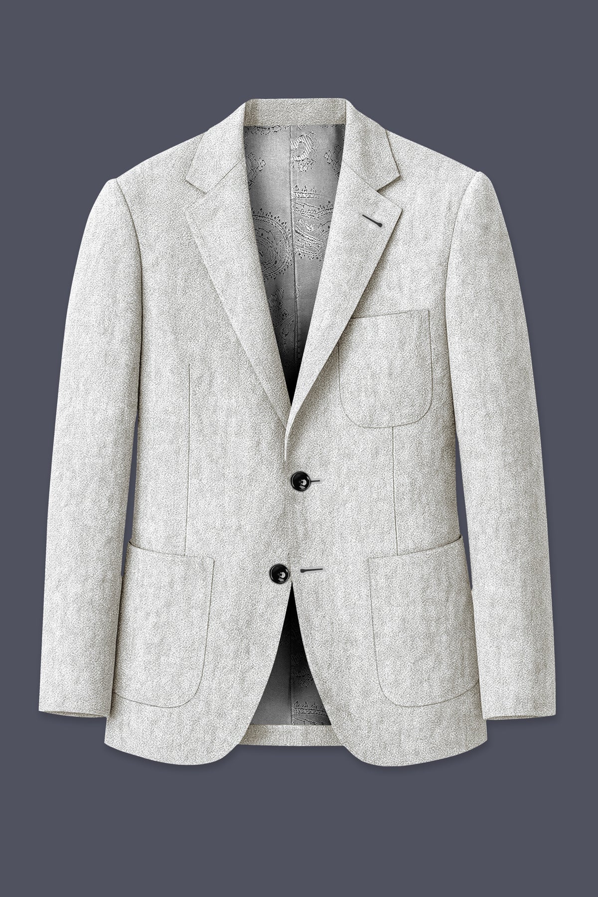 Sterling-Bianco Gray Luxurious Linen Single Breasted Sports Suit
