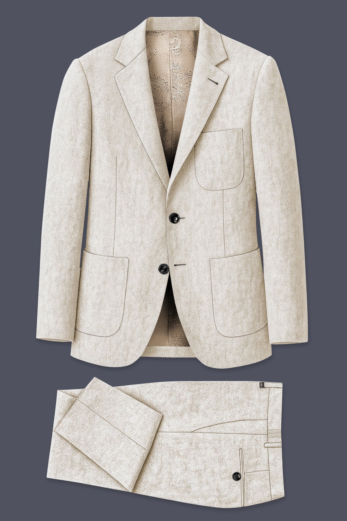 Alabaster-Devon Cream Luxurious Linen Single Breasted Sports Suit