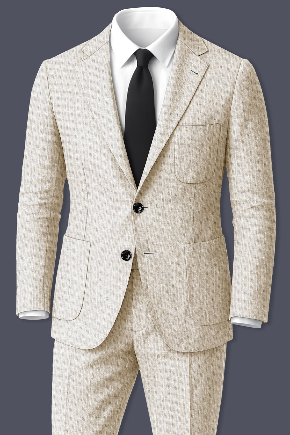 Alabaster-Devon Cream Luxurious Linen Single Breasted Sports Suit