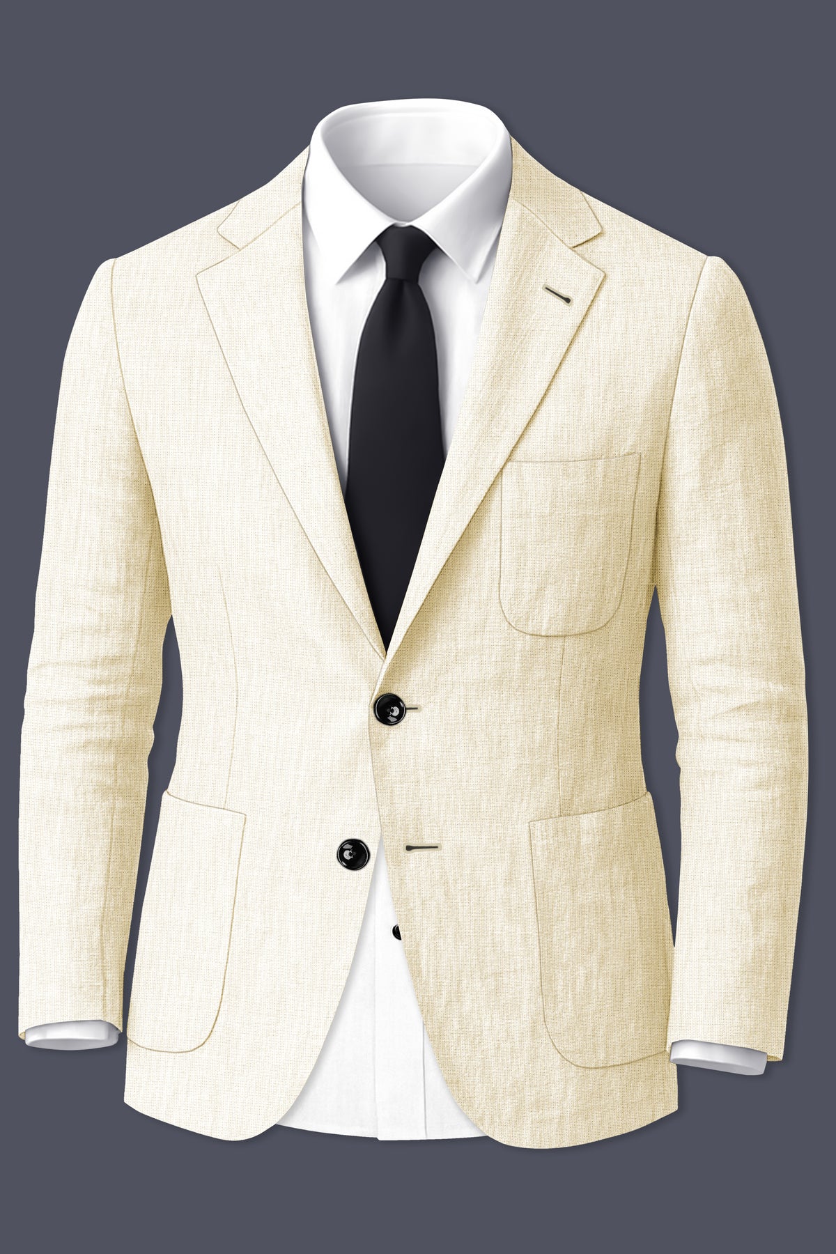 Oyster-Eggsheel Off White Luxurious Linen Single Breasted Sports Suit