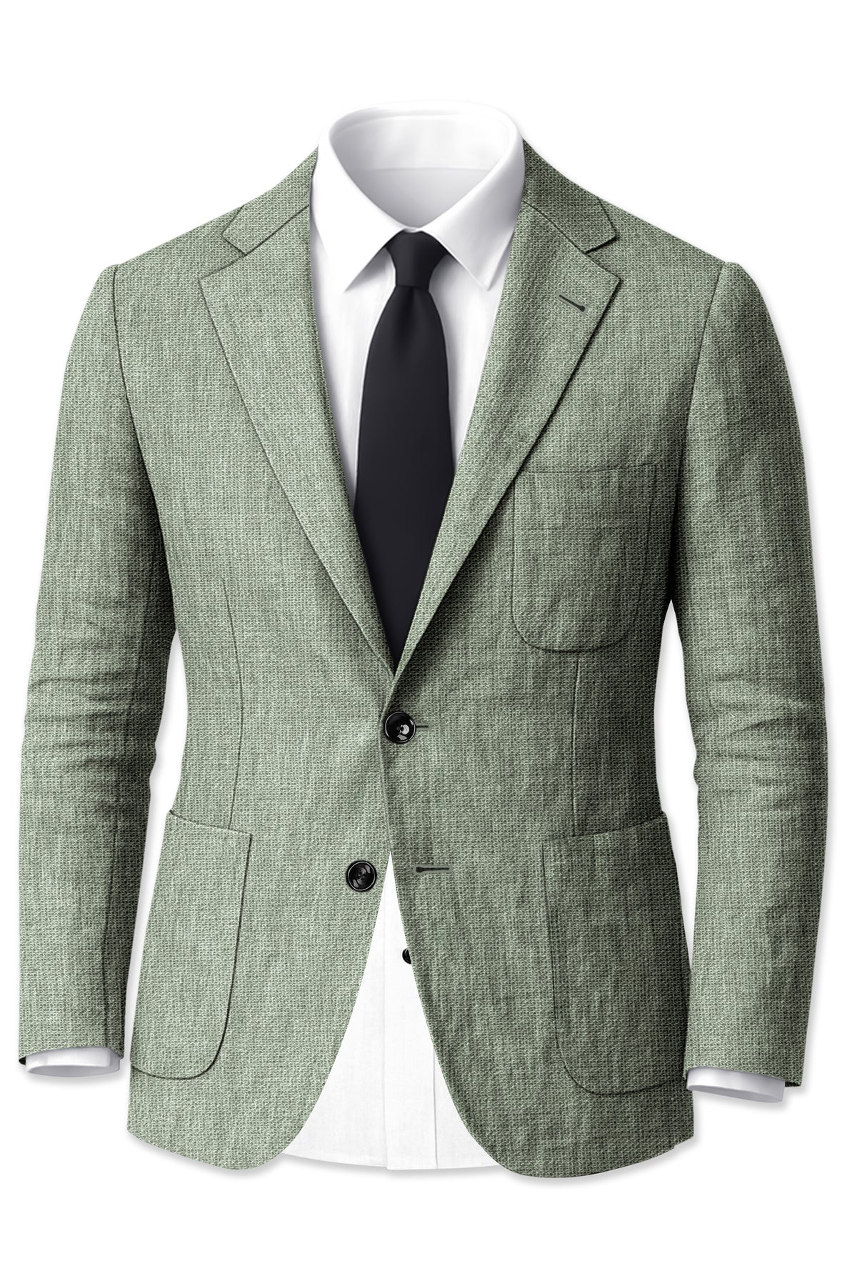 Cypress-Sage Green Luxurious Linen Single Breasted Sports Suit