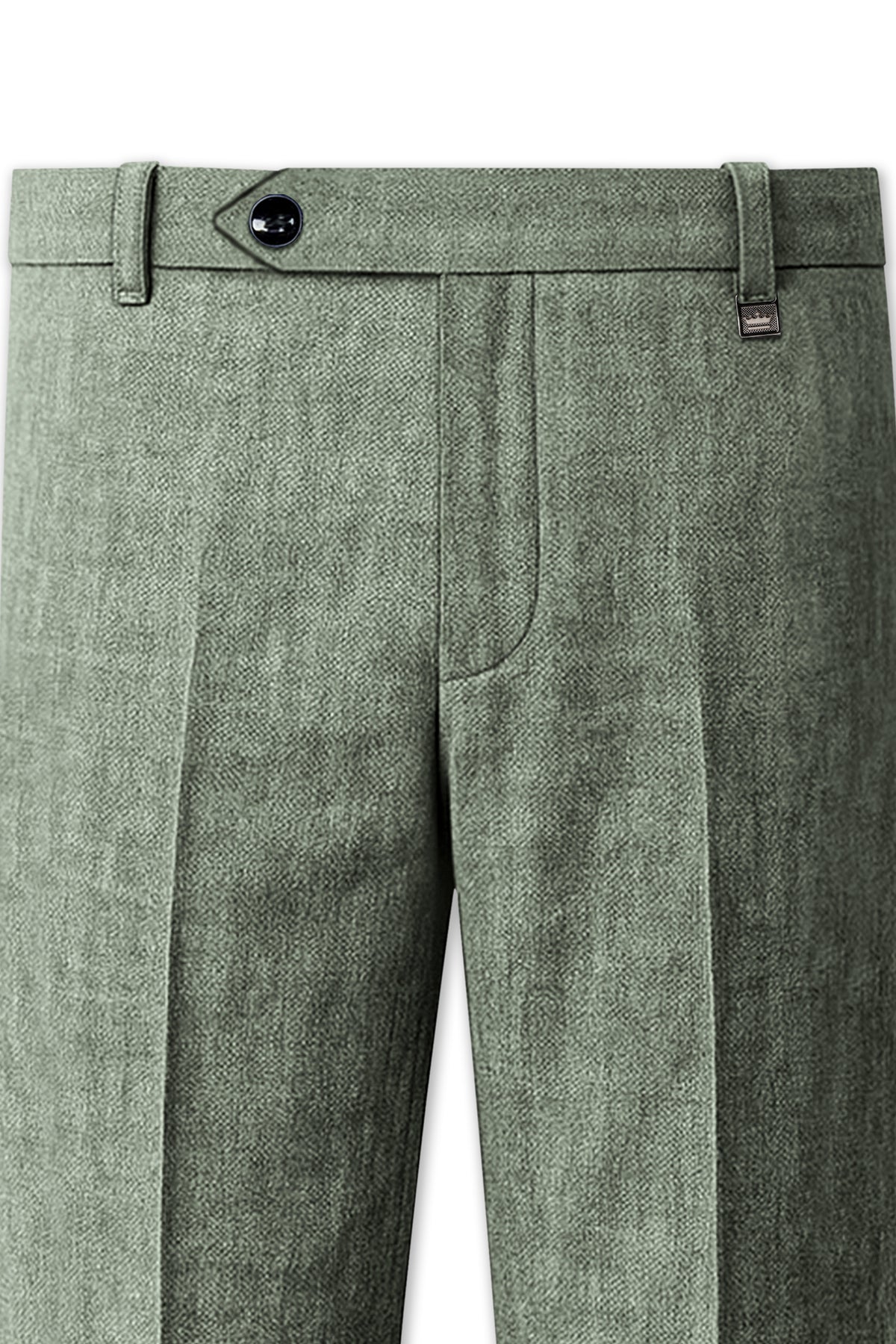 Cypress-Sage Green Luxurious Linen Single Breasted Sports Suit