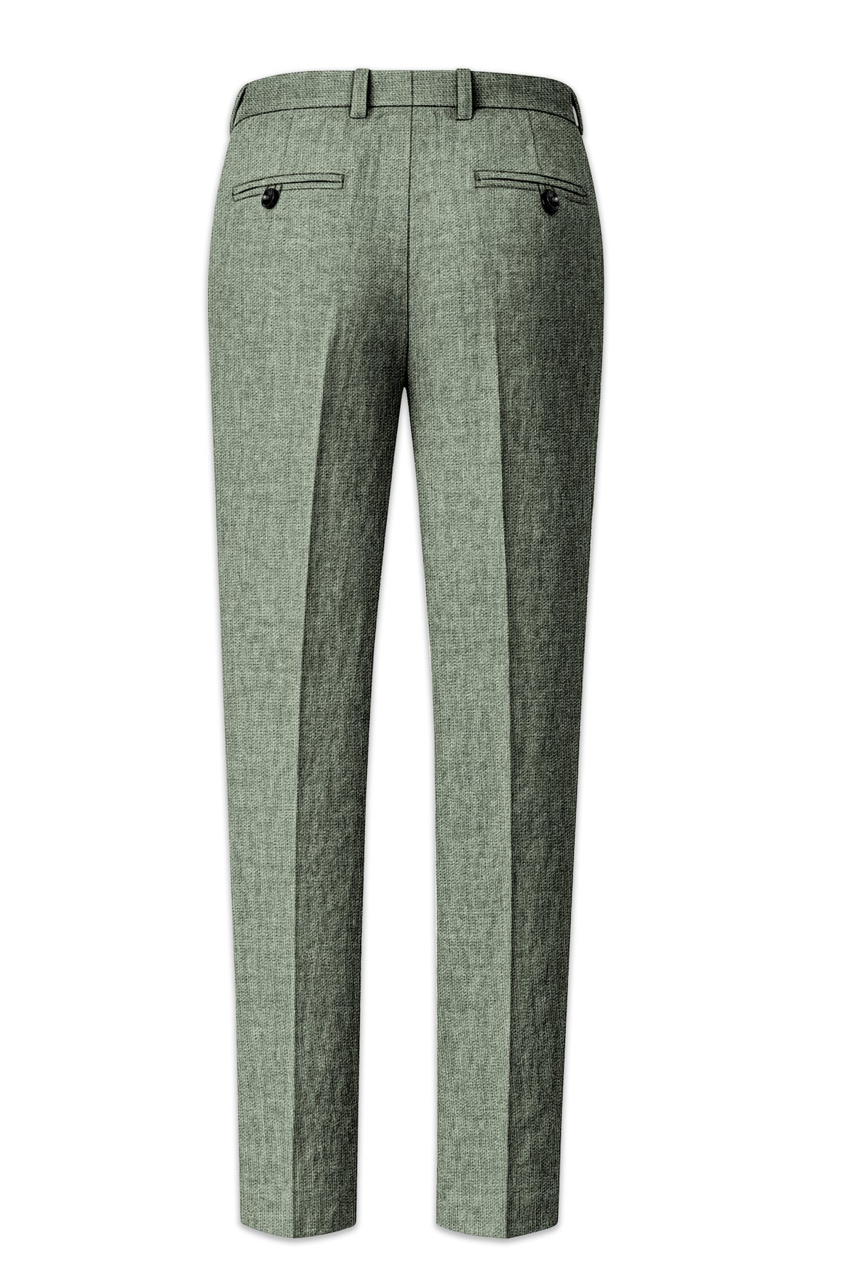 Cypress-Sage Green Luxurious Linen Single Breasted Sports Suit