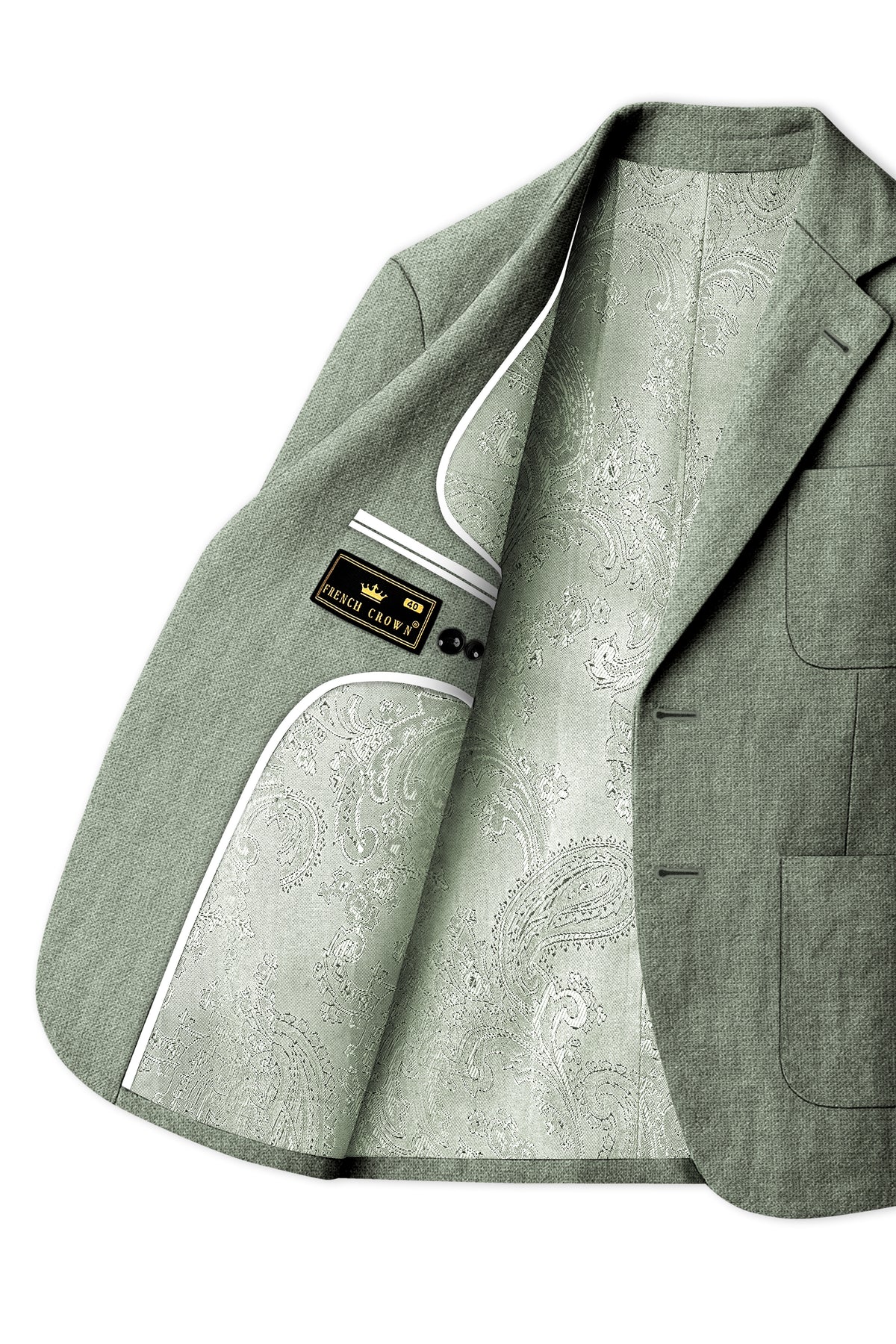 Cypress-Sage Green Luxurious Linen Single Breasted Sports Suit