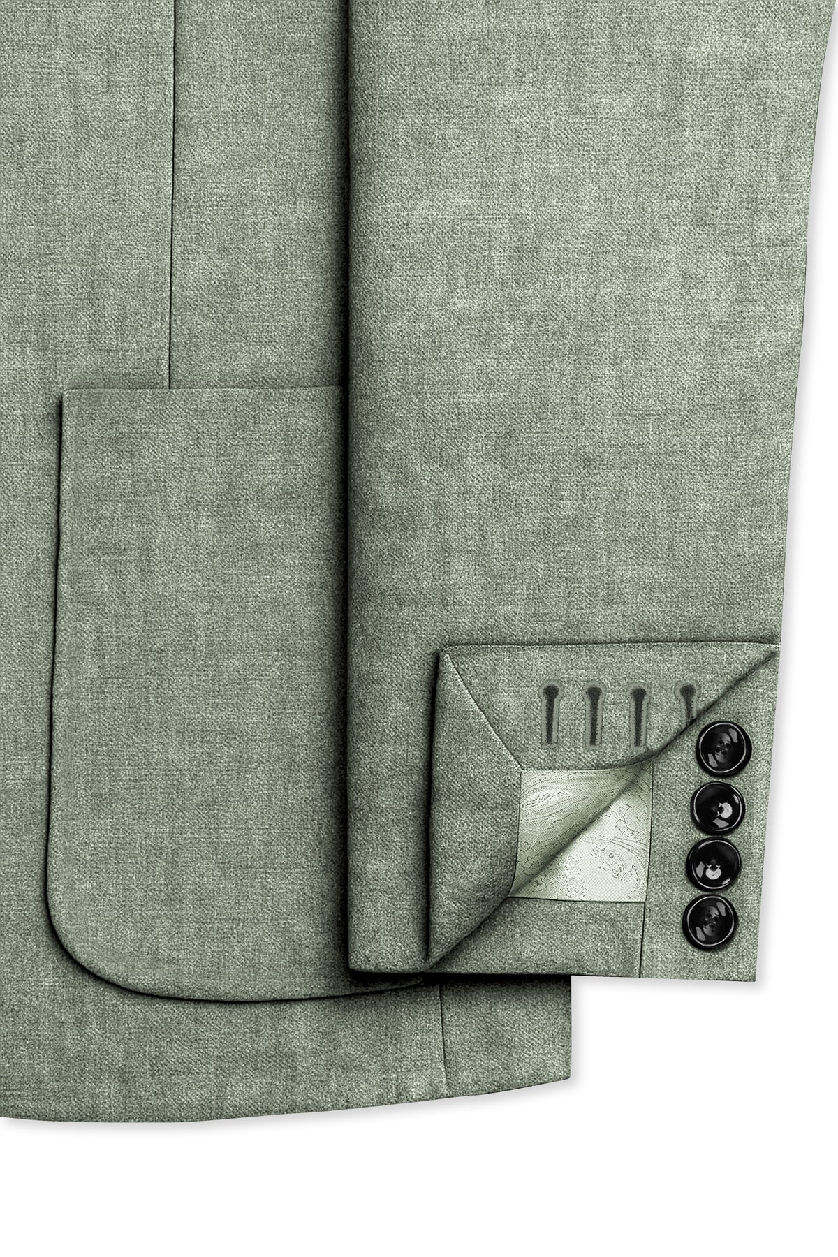 Cypress-Sage Green Luxurious Linen Single Breasted Sports Suit