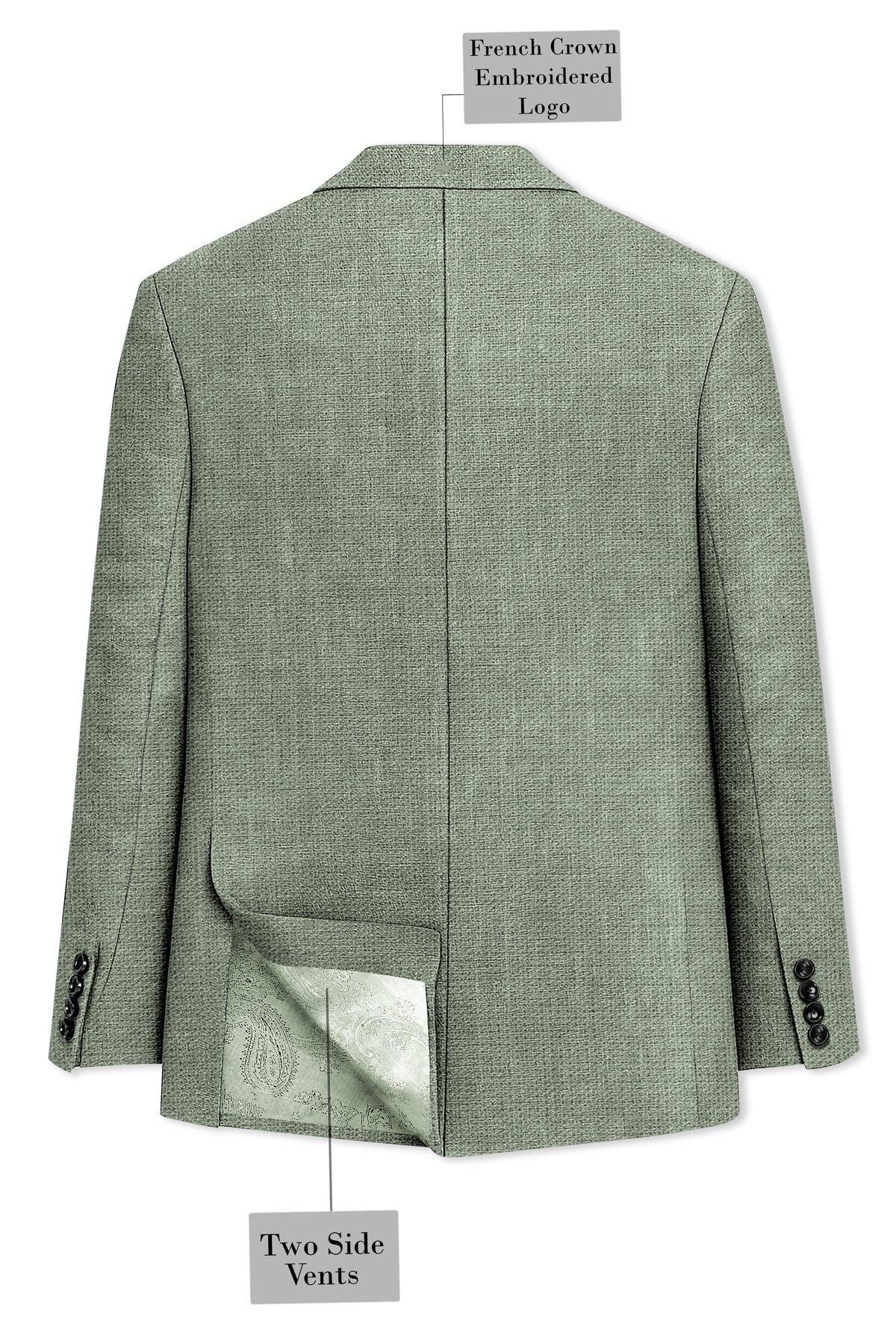 Cypress-Sage Green Luxurious Linen Single Breasted Sports Suit