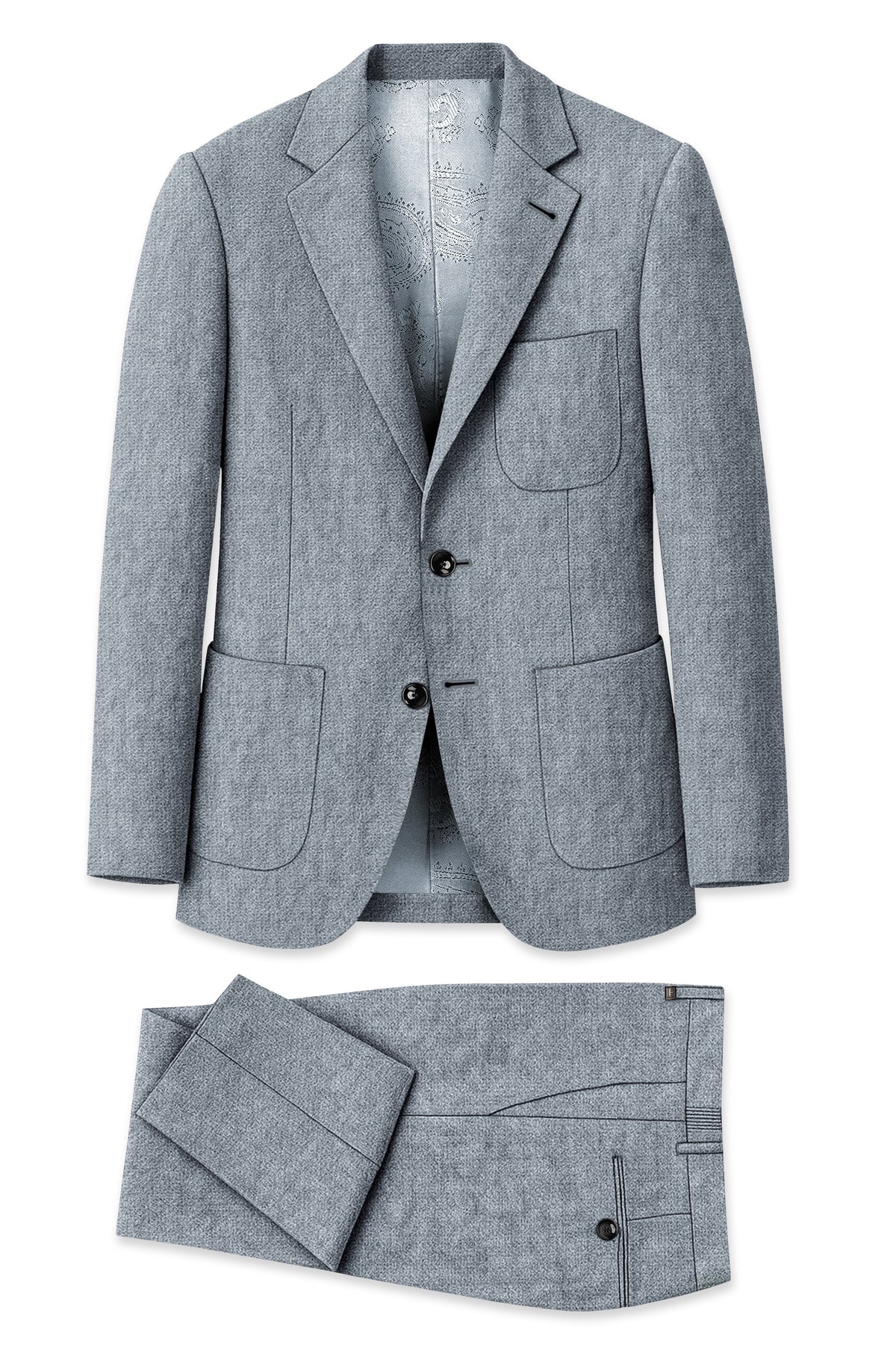 Pewter-Regent Gray Luxurious Linen Single Breasted Sports Suit