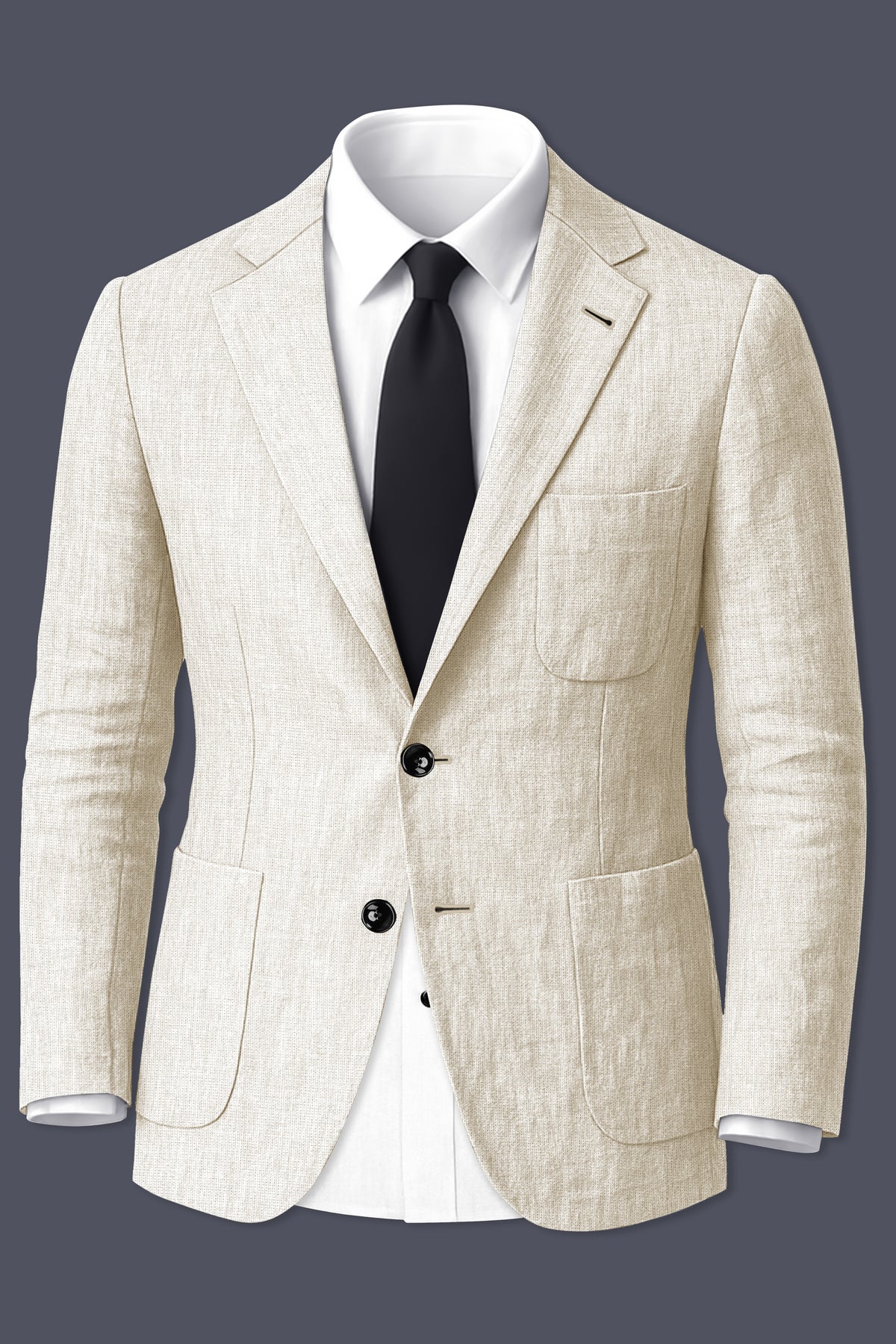 Cashmere-Pearl Cream Luxurious Linen Single Breasted Sports Suit