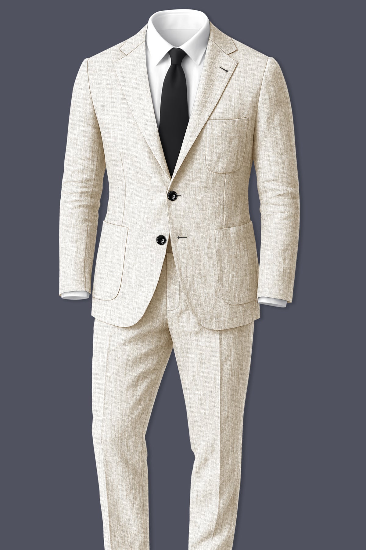 Cashmere-Pearl Cream Luxurious Linen Single Breasted Sports Suit