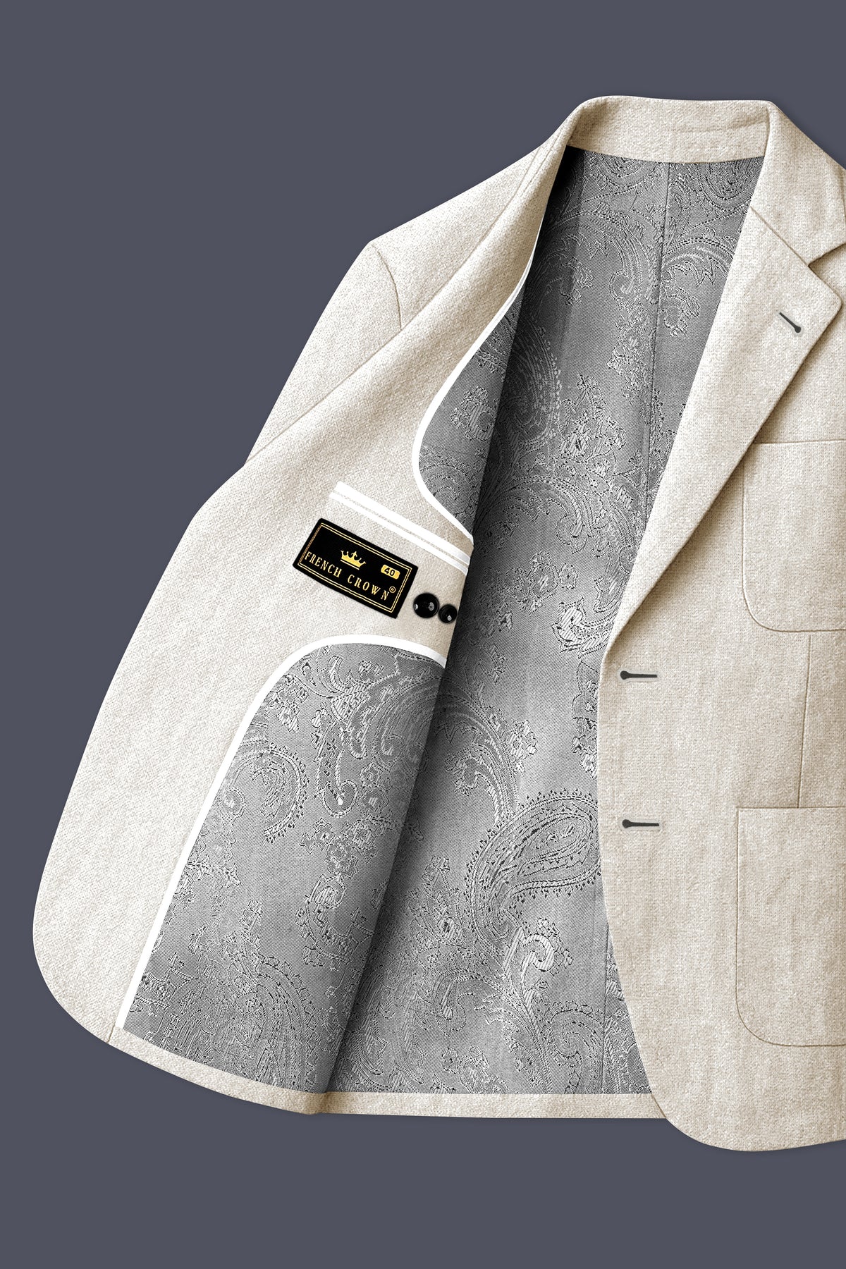 Cashmere-Pearl Cream Luxurious Linen Single Breasted Sports Suit
